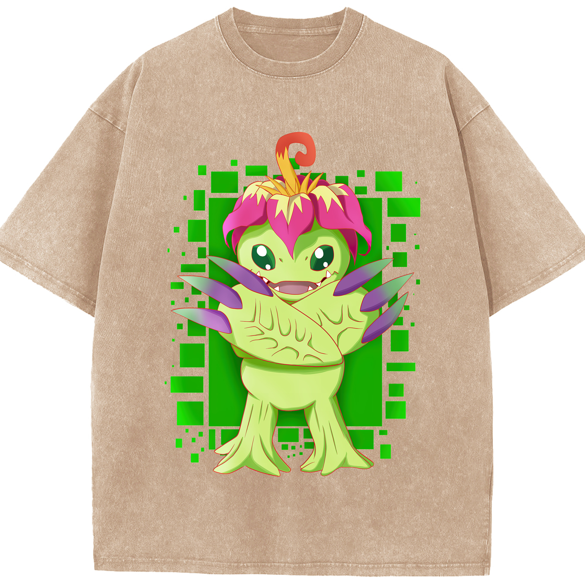 （画像用） Digimon デジタルモンスター/デジモン 綿100% ヴィンテージ風 半袖Tシャツ（フロントプリント）