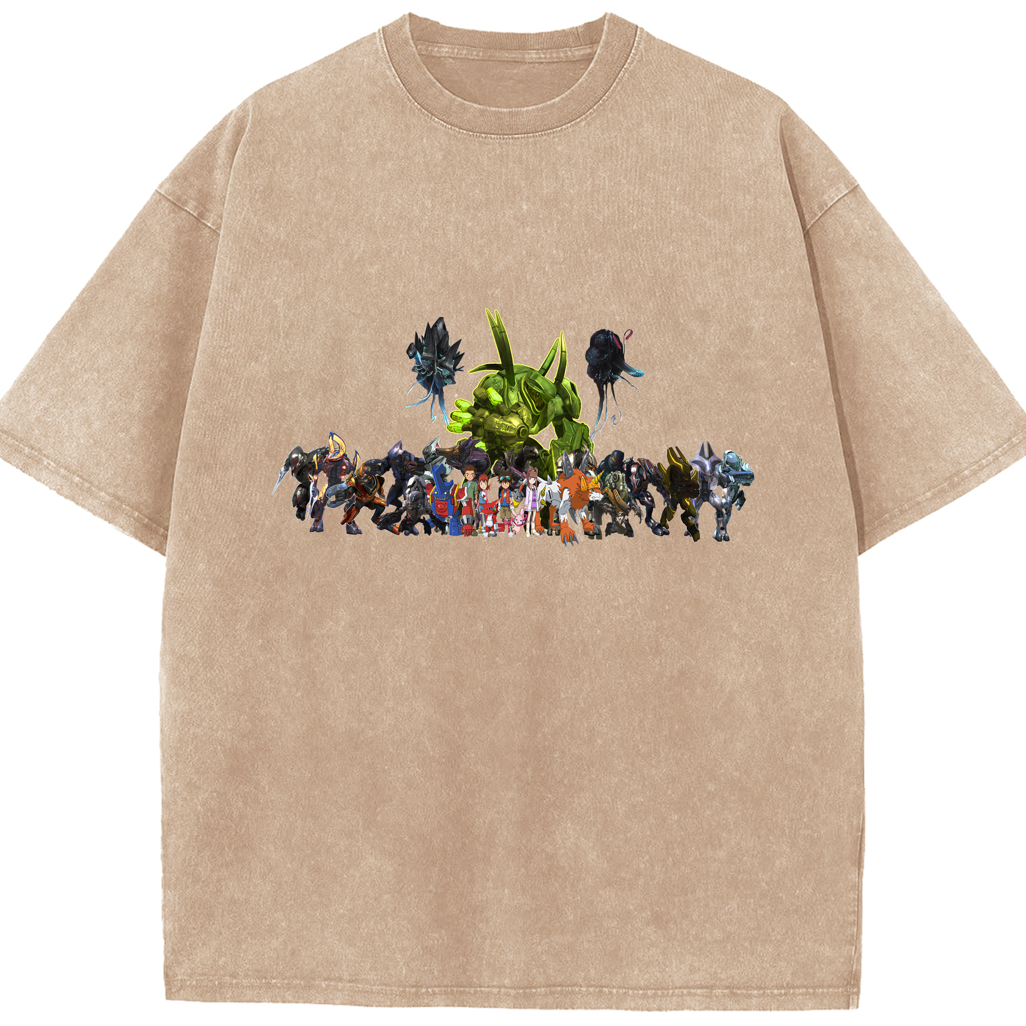 （画像用） Digimon デジタルモンスター/デジモン 綿100% ヴィンテージ風 半袖Tシャツ（フロントプリント）