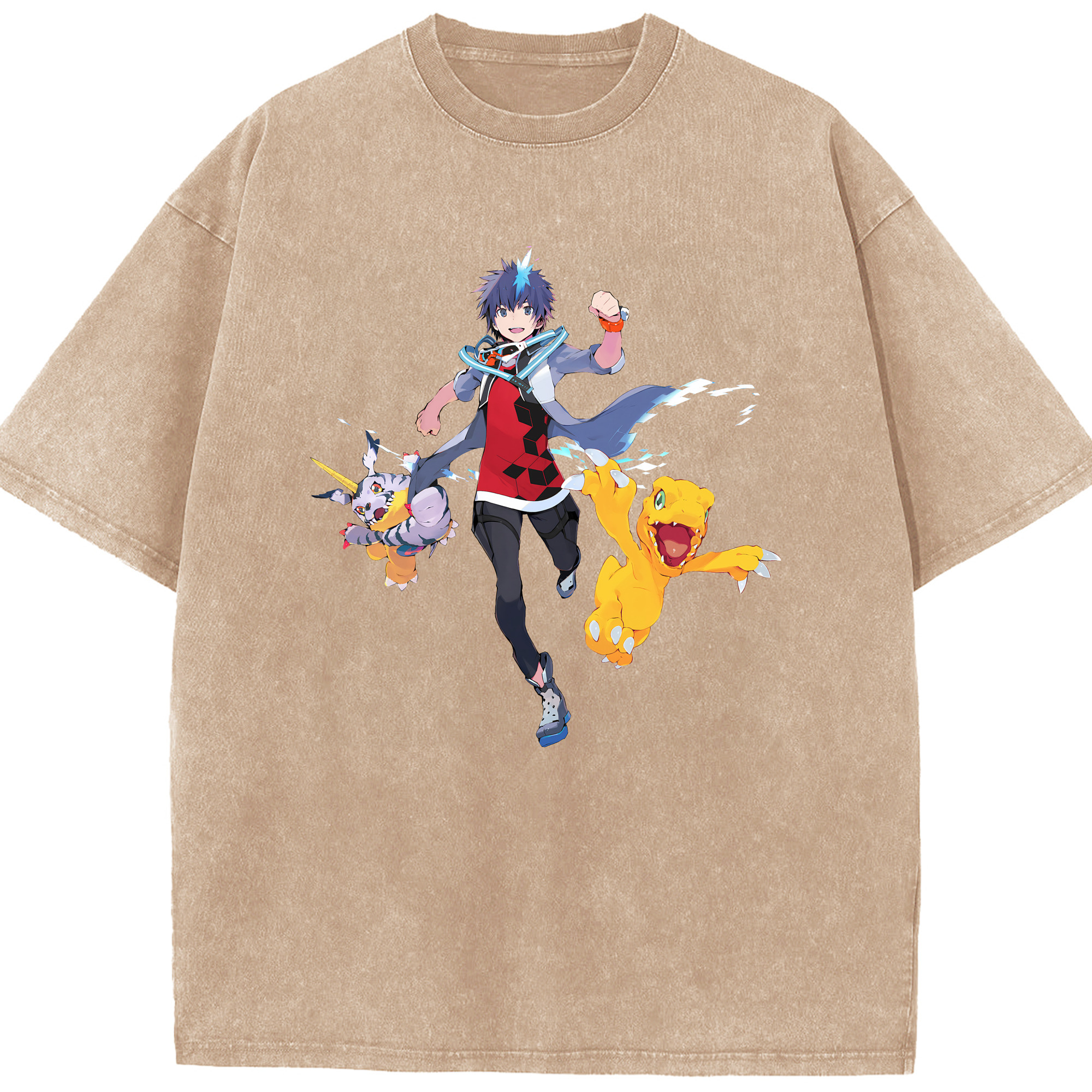 （画像用） Digimon デジタルモンスター/デジモン 綿100% ヴィンテージ風 半袖Tシャツ（フロントプリント）