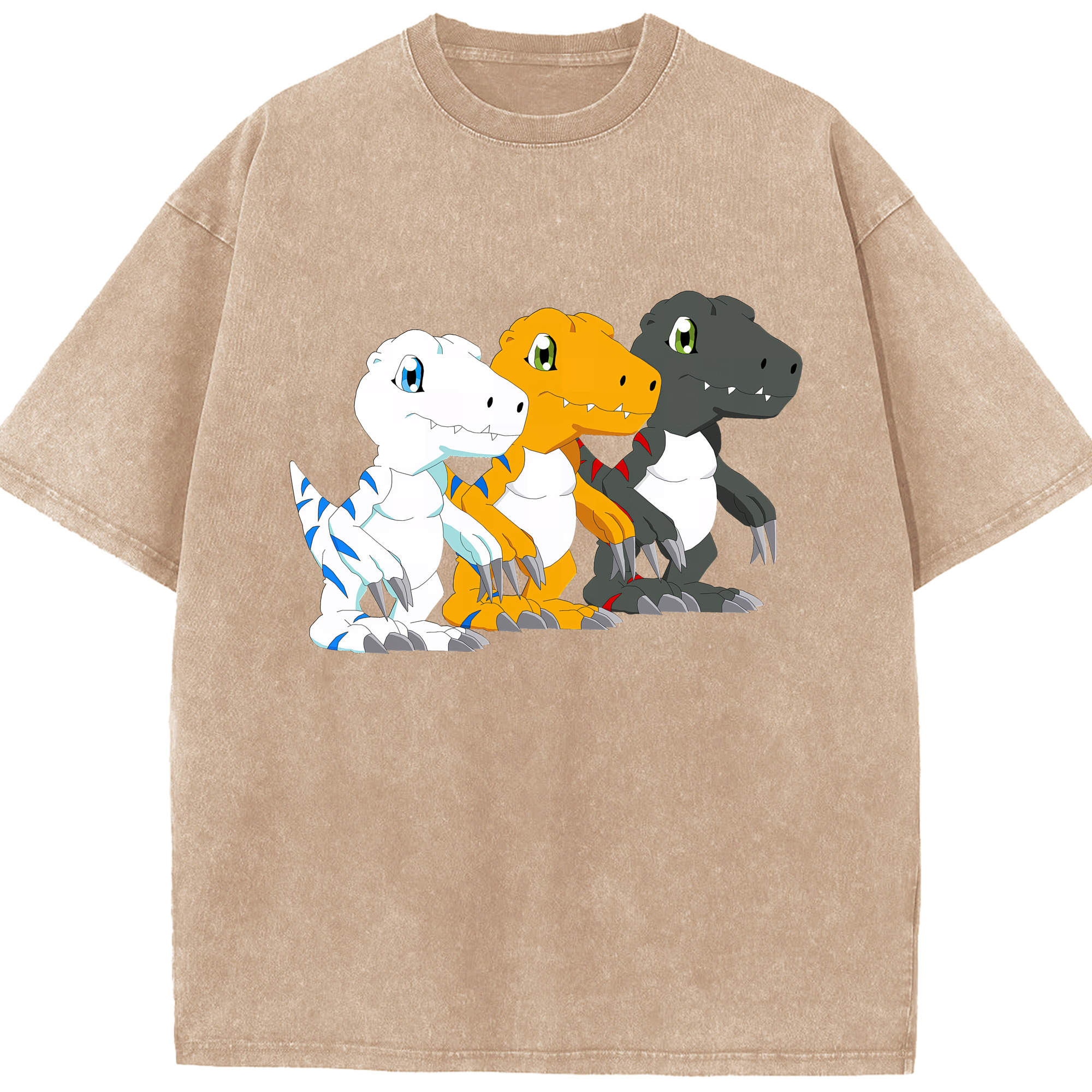 （画像用） Digimon デジタルモンスター/デジモン 綿100% ヴィンテージ風 半袖Tシャツ（フロントプリント）