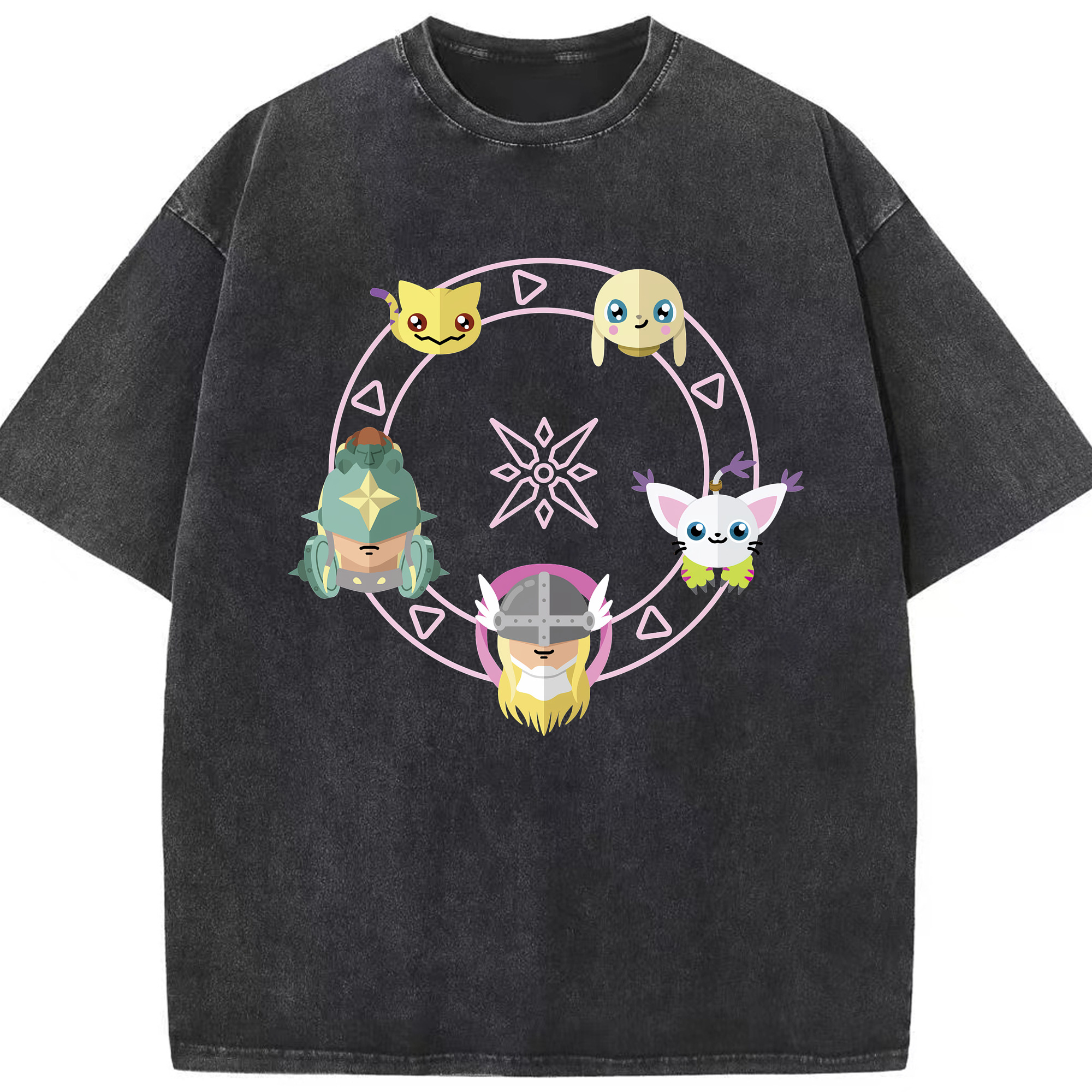 （画像用） Digimon デジタルモンスター/デジモン 綿100% ヴィンテージ風 半袖Tシャツ（フロントプリント）