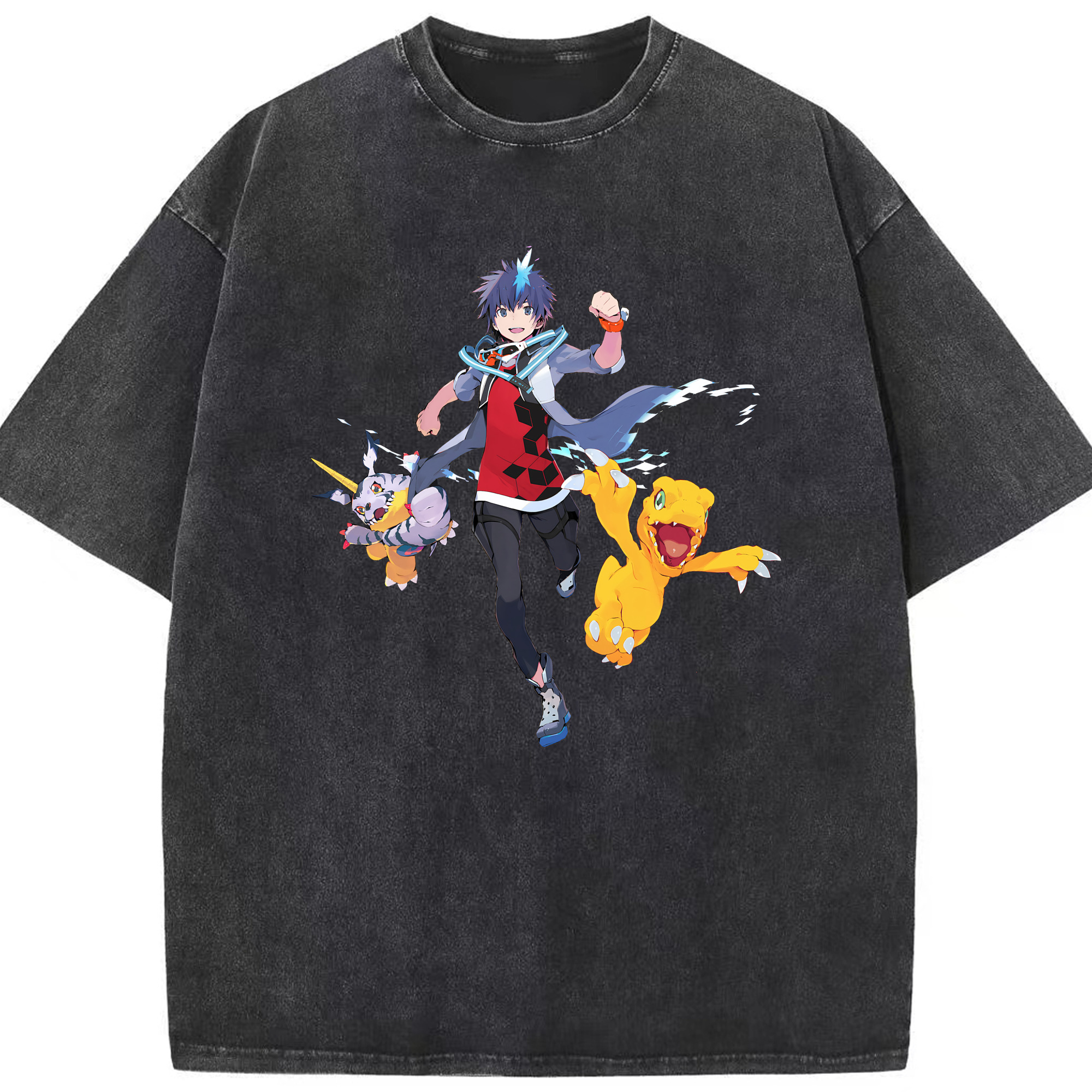 （画像用） Digimon デジタルモンスター/デジモン 綿100% ヴィンテージ風 半袖Tシャツ（フロントプリント）