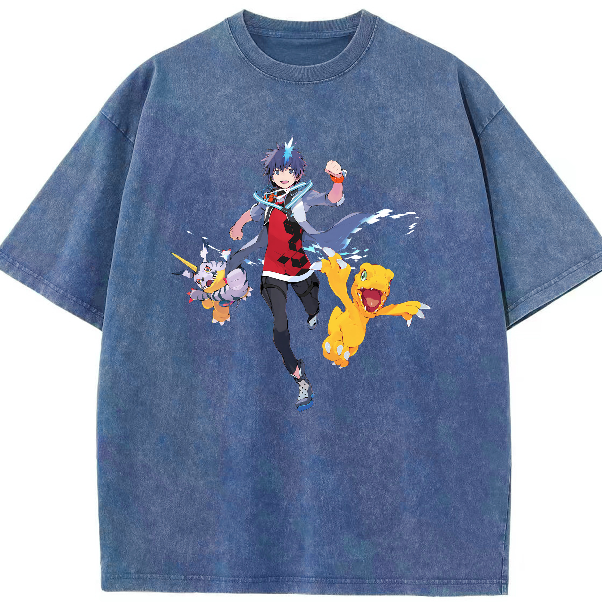 （画像用） Digimon デジタルモンスター/デジモン 綿100% ヴィンテージ風 半袖Tシャツ（フロントプリント）