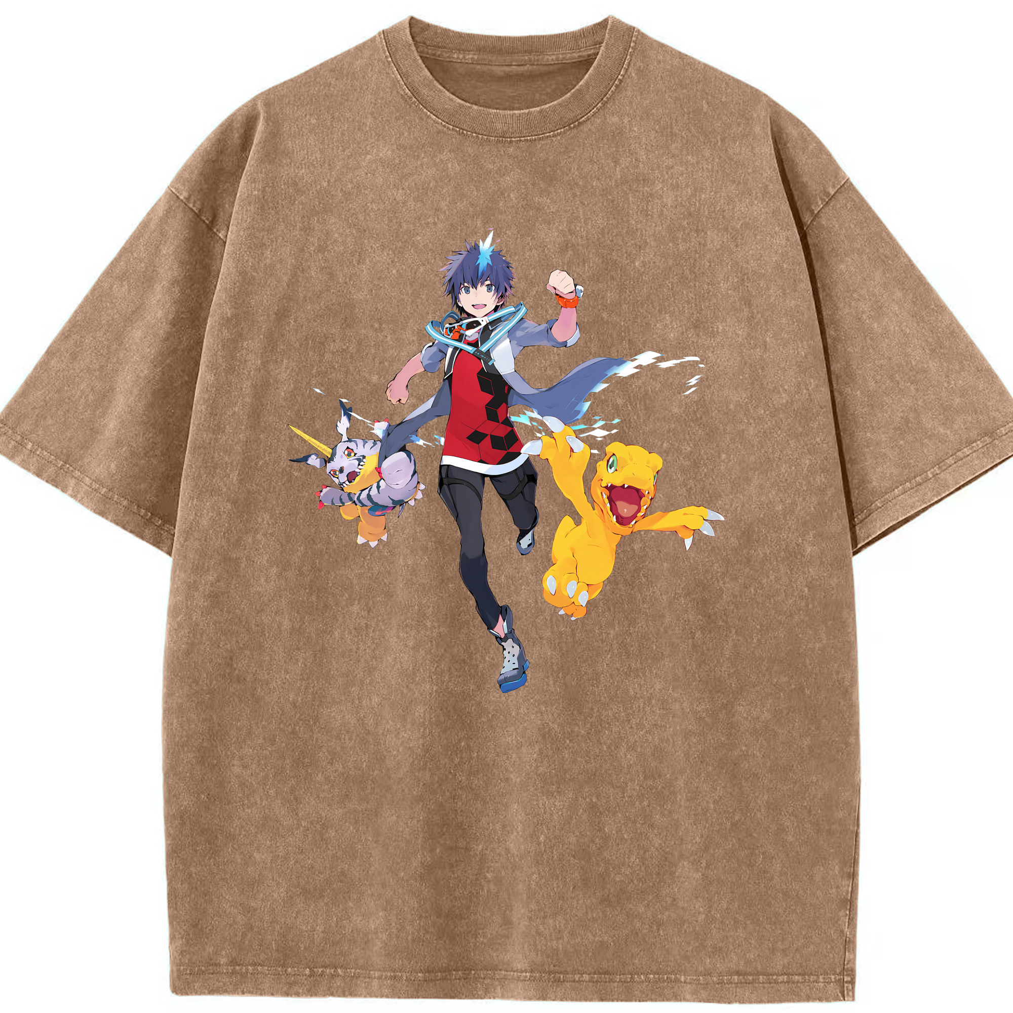 （画像用） Digimon デジタルモンスター/デジモン 綿100% ヴィンテージ風 半袖Tシャツ（フロントプリント）