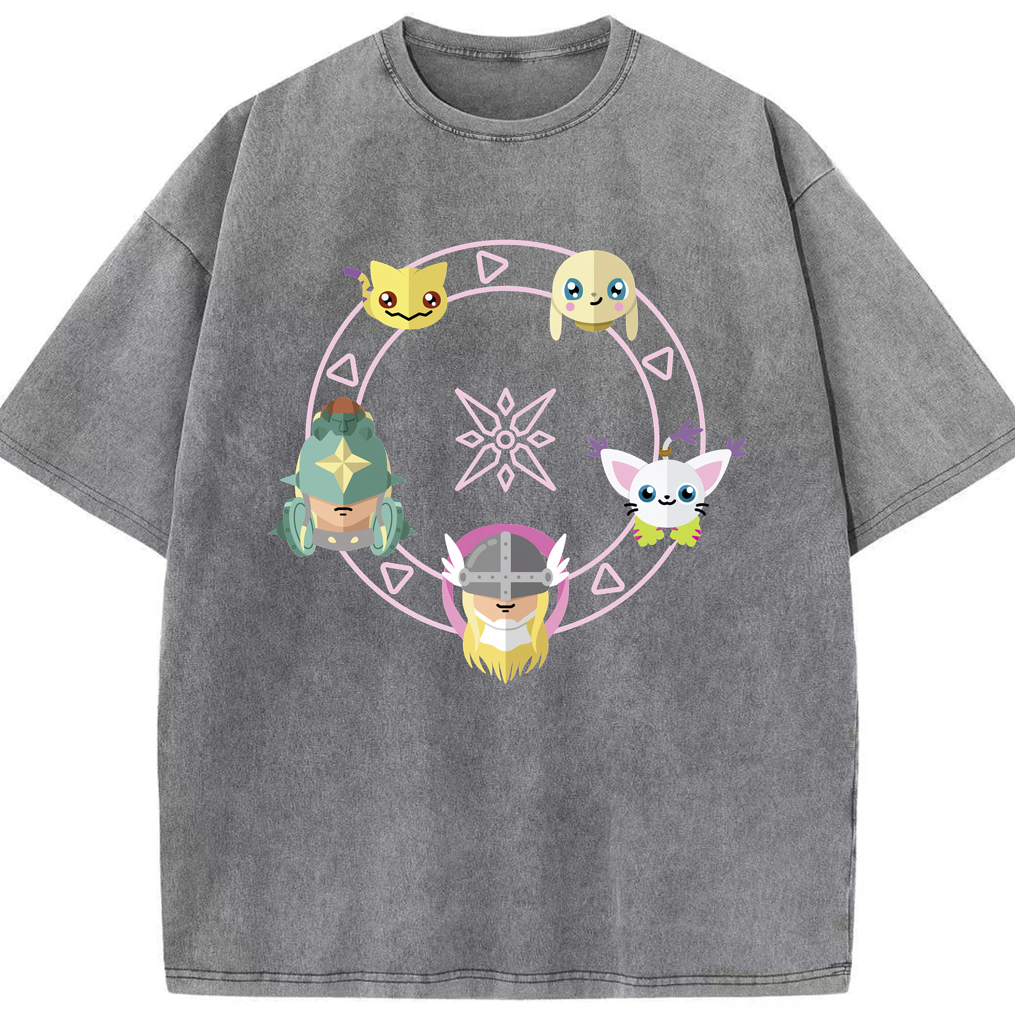 （画像用） Digimon デジタルモンスター/デジモン 綿100% ヴィンテージ風 半袖Tシャツ（フロントプリント）
