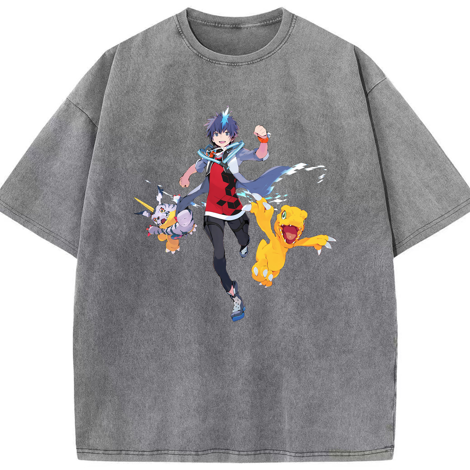 （画像用） Digimon デジタルモンスター/デジモン 綿100% ヴィンテージ風 半袖Tシャツ（フロントプリント）