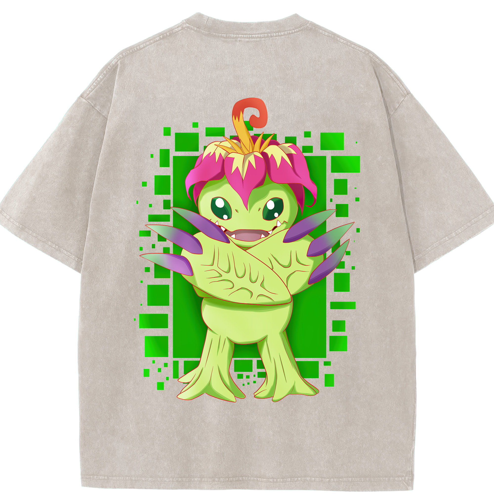 （画像用） Digimon デジタルモンスター/デジモン 綿100% ヴィンテージ風 半袖Tシャツ（背面プリント）