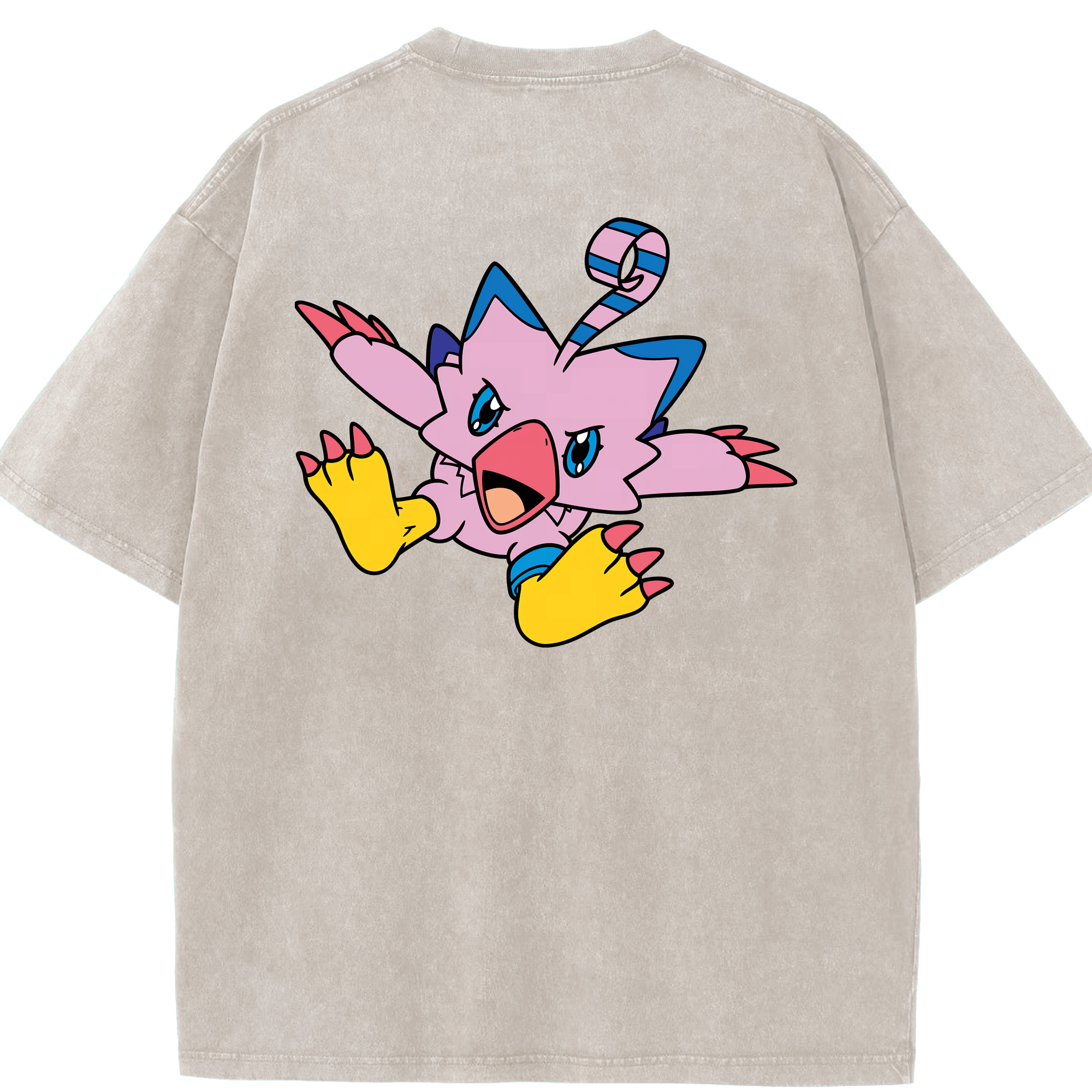 （画像用） Digimon デジタルモンスター/デジモン 綿100% ヴィンテージ風 半袖Tシャツ（背面プリント）
