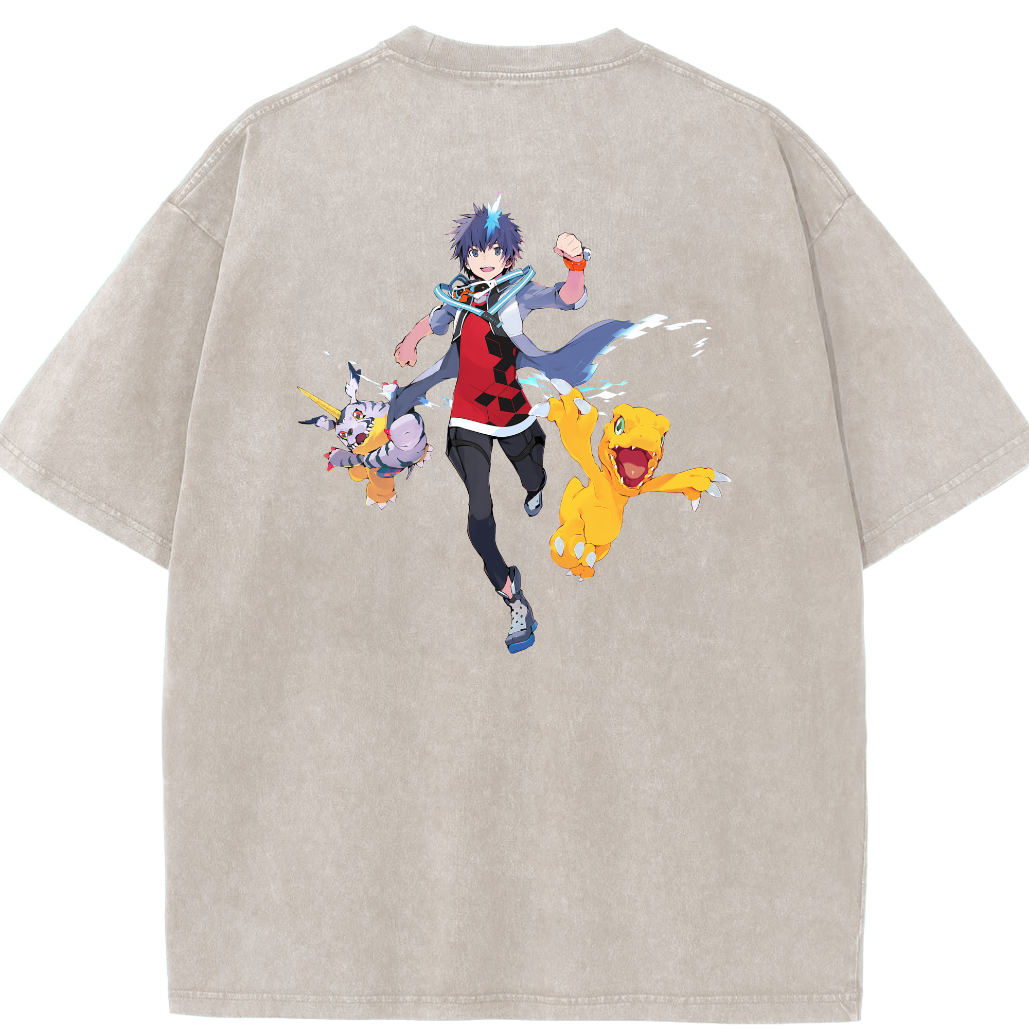 （画像用） Digimon デジタルモンスター/デジモン 綿100% ヴィンテージ風 半袖Tシャツ（背面プリント）