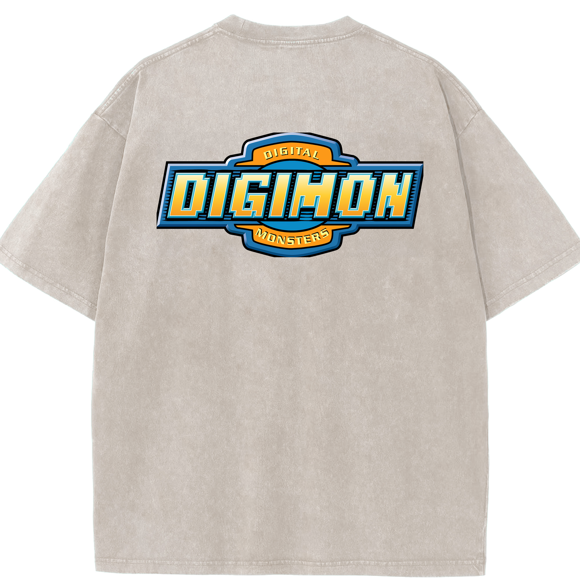 （画像用） Digimon デジタルモンスター/デジモン 綿100% ヴィンテージ風 半袖Tシャツ（背面プリント）