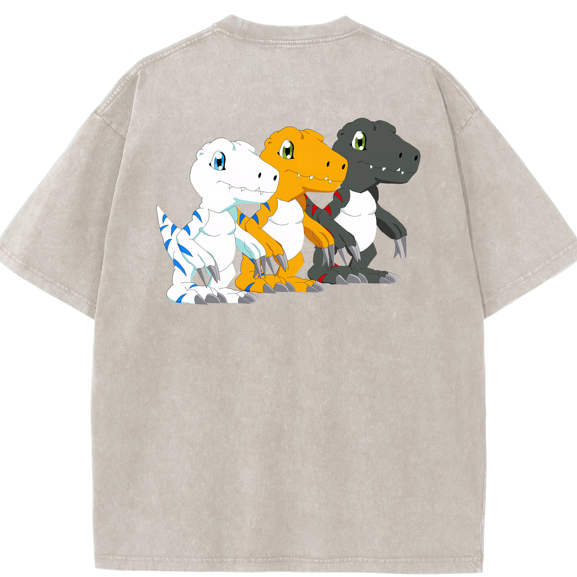 （画像用） Digimon デジタルモンスター/デジモン 綿100% ヴィンテージ風 半袖Tシャツ（背面プリント）