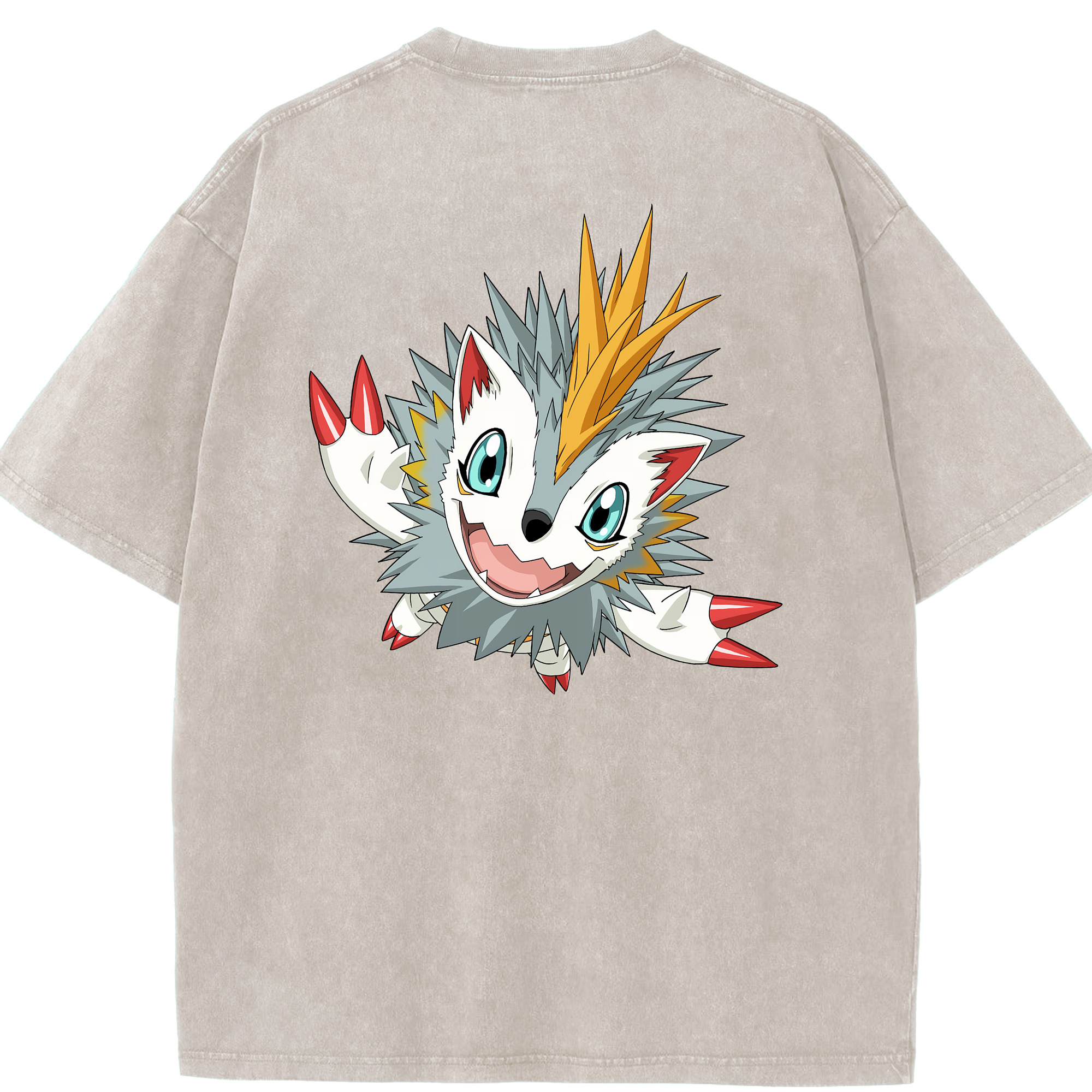 （画像用） Digimon デジタルモンスター/デジモン 綿100% ヴィンテージ風 半袖Tシャツ（背面プリント）