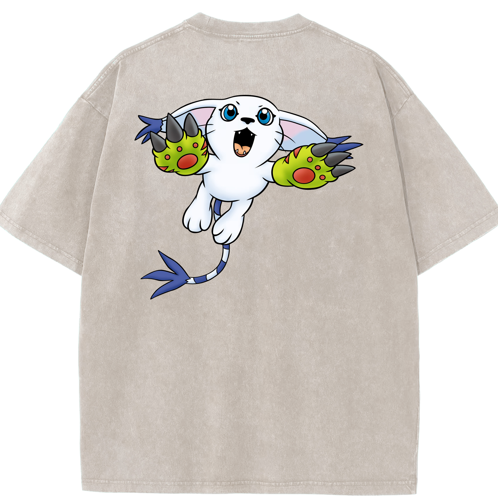 （画像用） Digimon デジタルモンスター/デジモン 綿100% ヴィンテージ風 半袖Tシャツ（背面プリント）