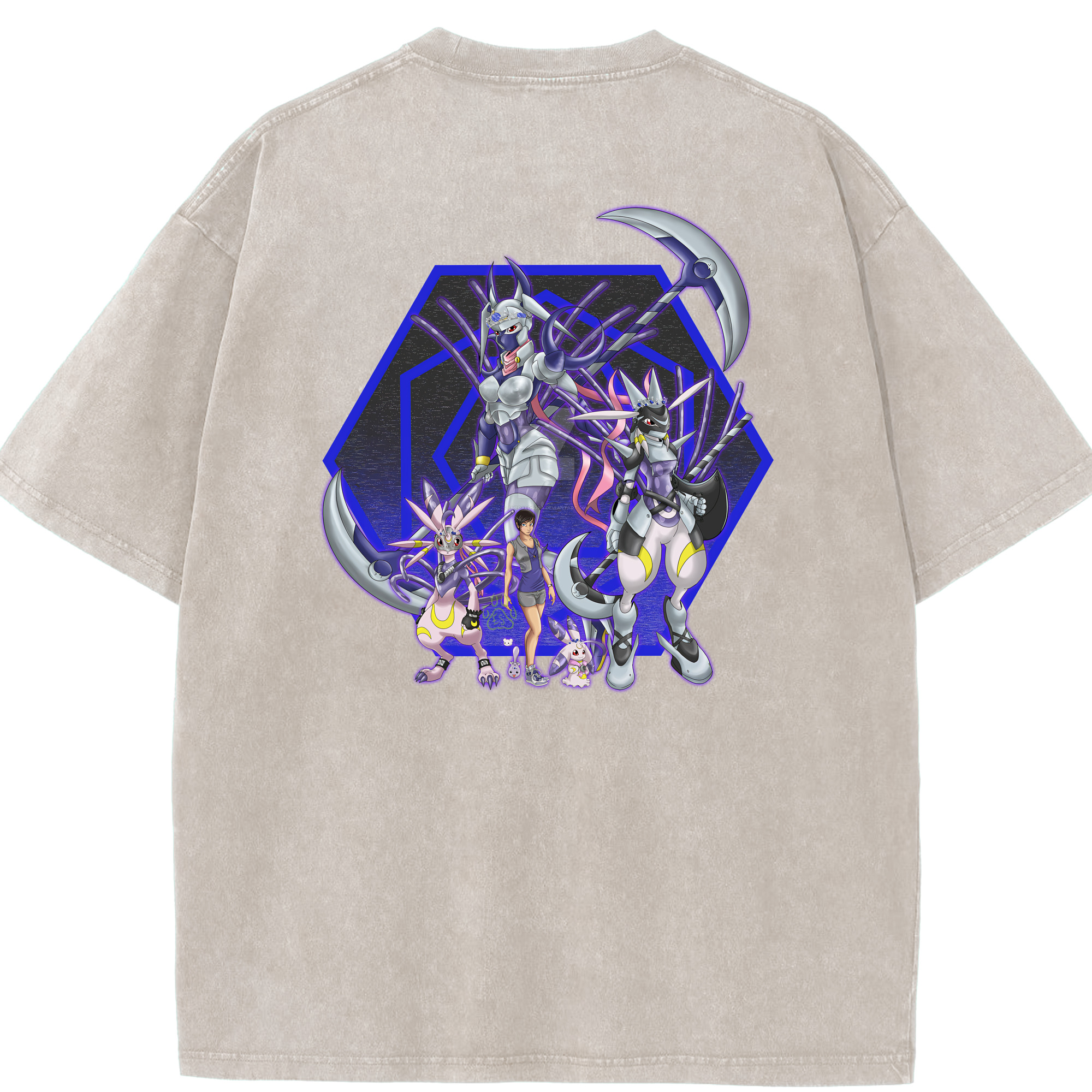 （画像用） Digimon デジタルモンスター/デジモン 綿100% ヴィンテージ風 半袖Tシャツ（背面プリント）