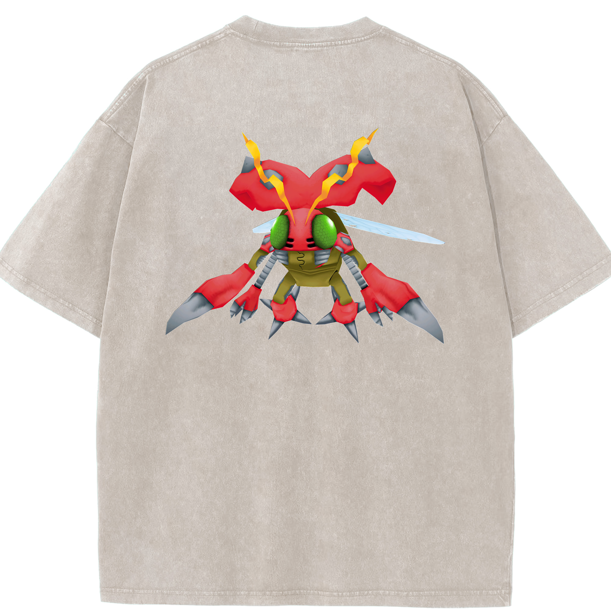 （画像用） Digimon デジタルモンスター/デジモン 綿100% ヴィンテージ風 半袖Tシャツ（背面プリント）