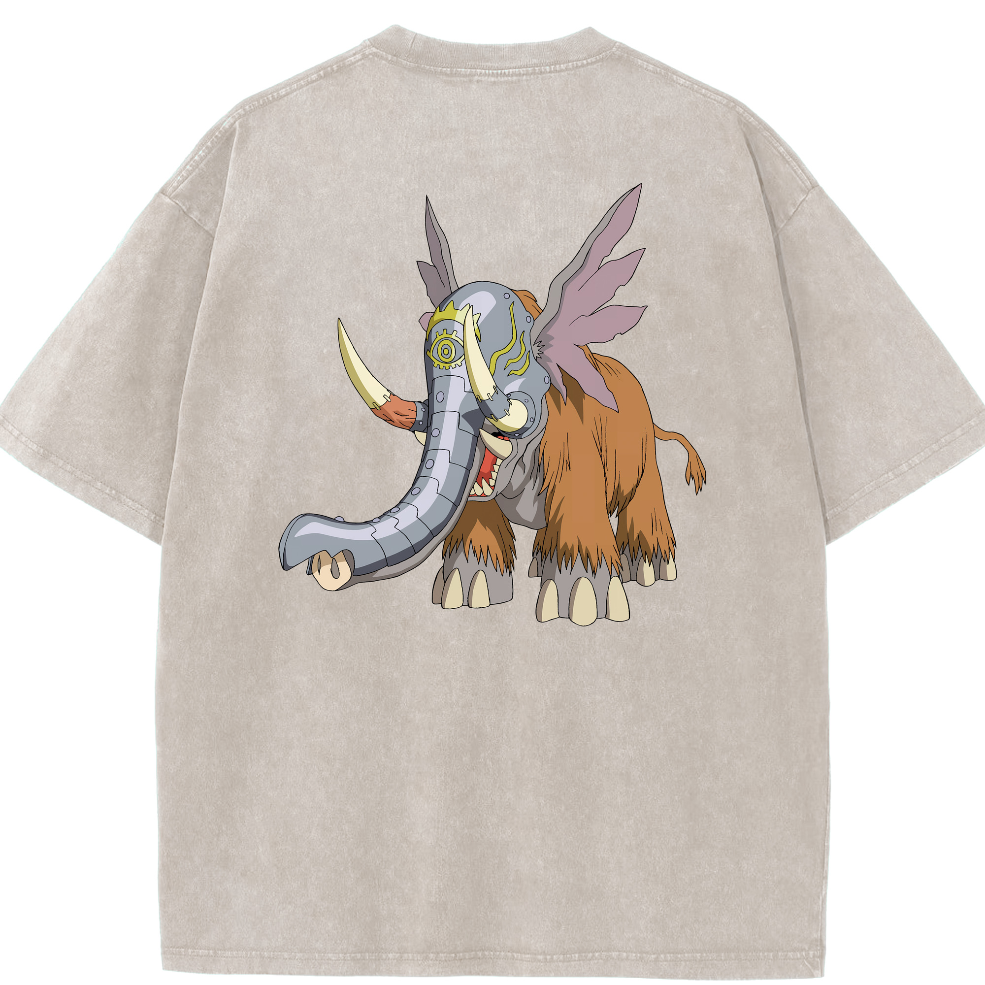 （画像用） Digimon デジタルモンスター/デジモン 綿100% ヴィンテージ風 半袖Tシャツ（背面プリント）
