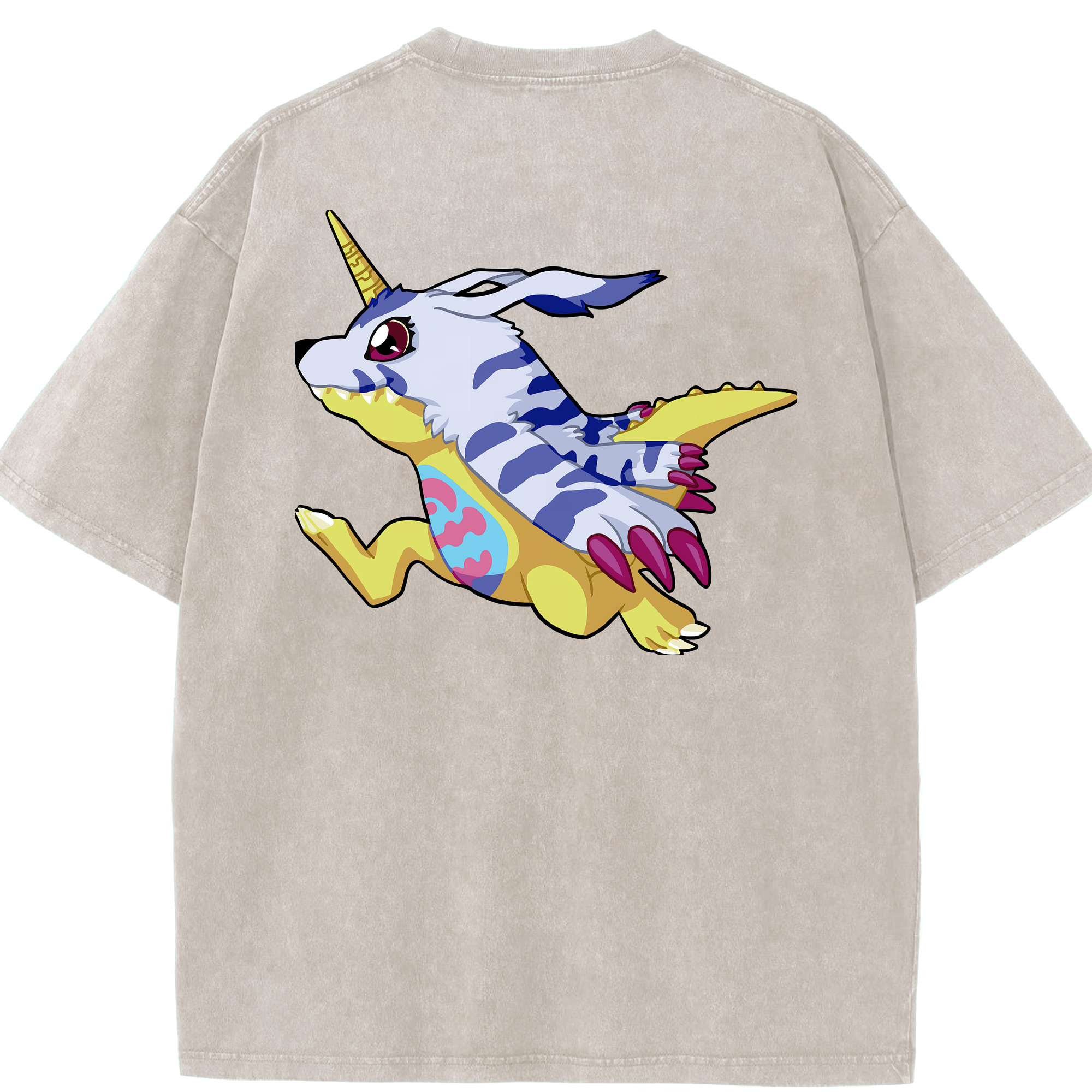 （画像用） Digimon デジタルモンスター/デジモン 綿100% ヴィンテージ風 半袖Tシャツ（背面プリント）
