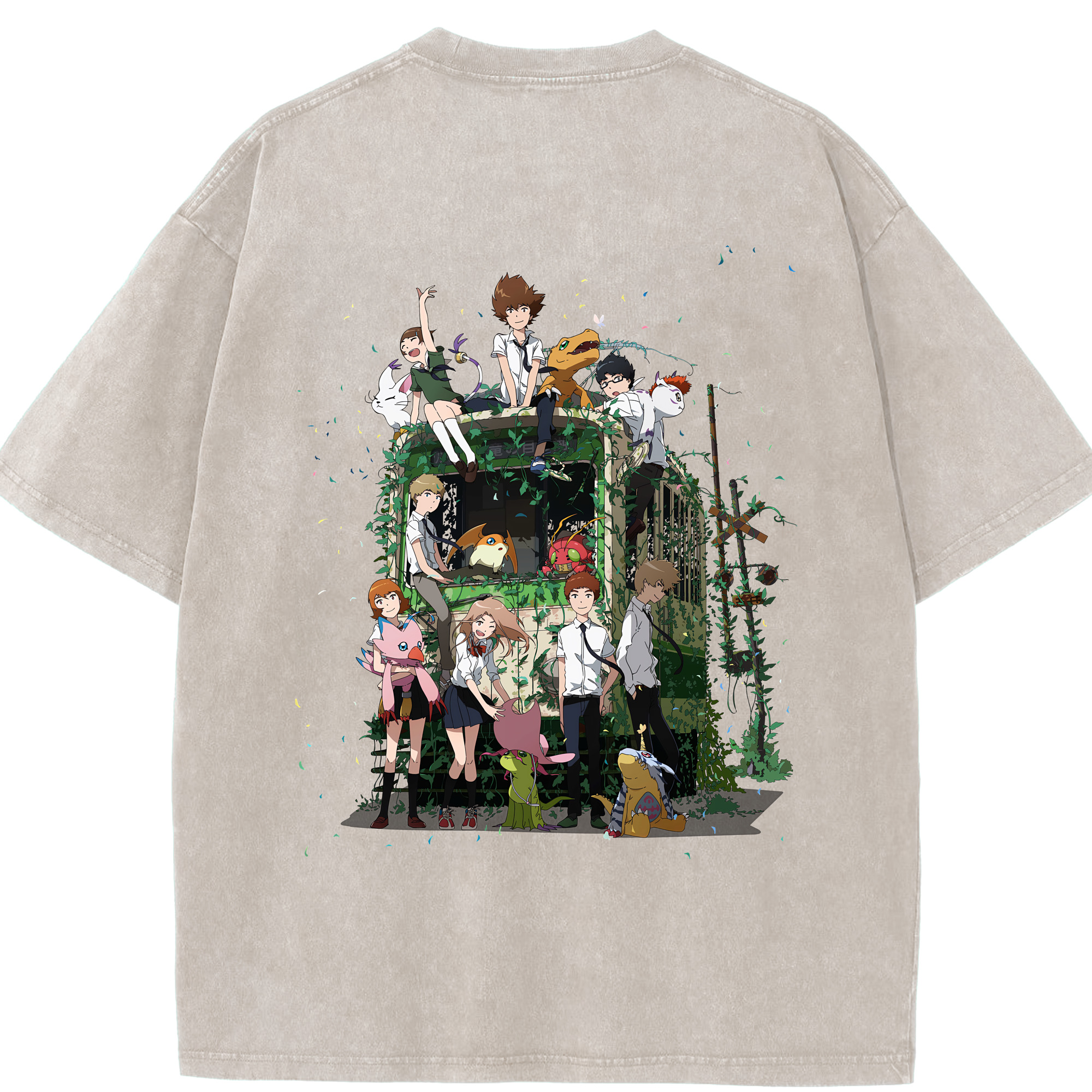 （画像用） Digimon デジタルモンスター/デジモン 綿100% ヴィンテージ風 半袖Tシャツ（背面プリント）