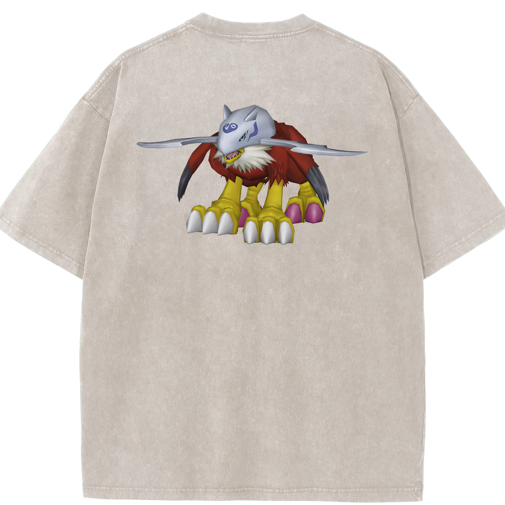 （画像用） Digimon デジタルモンスター/デジモン 綿100% ヴィンテージ風 半袖Tシャツ（背面プリント）
