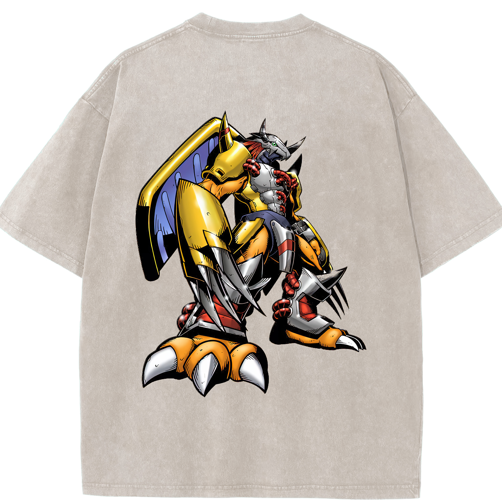 （画像用） Digimon デジタルモンスター/デジモン 綿100% ヴィンテージ風 半袖Tシャツ（背面プリント）