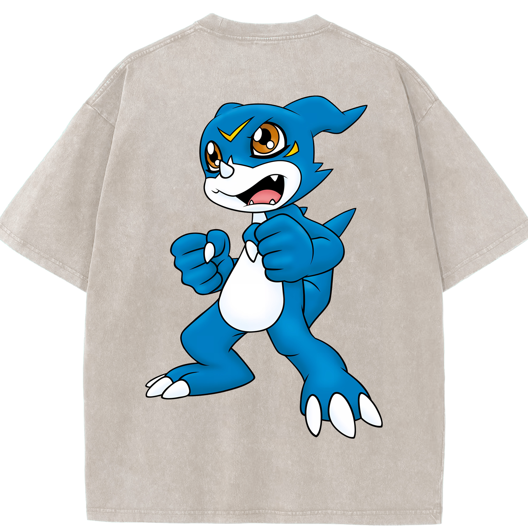 （画像用） Digimon デジタルモンスター/デジモン 綿100% ヴィンテージ風 半袖Tシャツ（背面プリント）