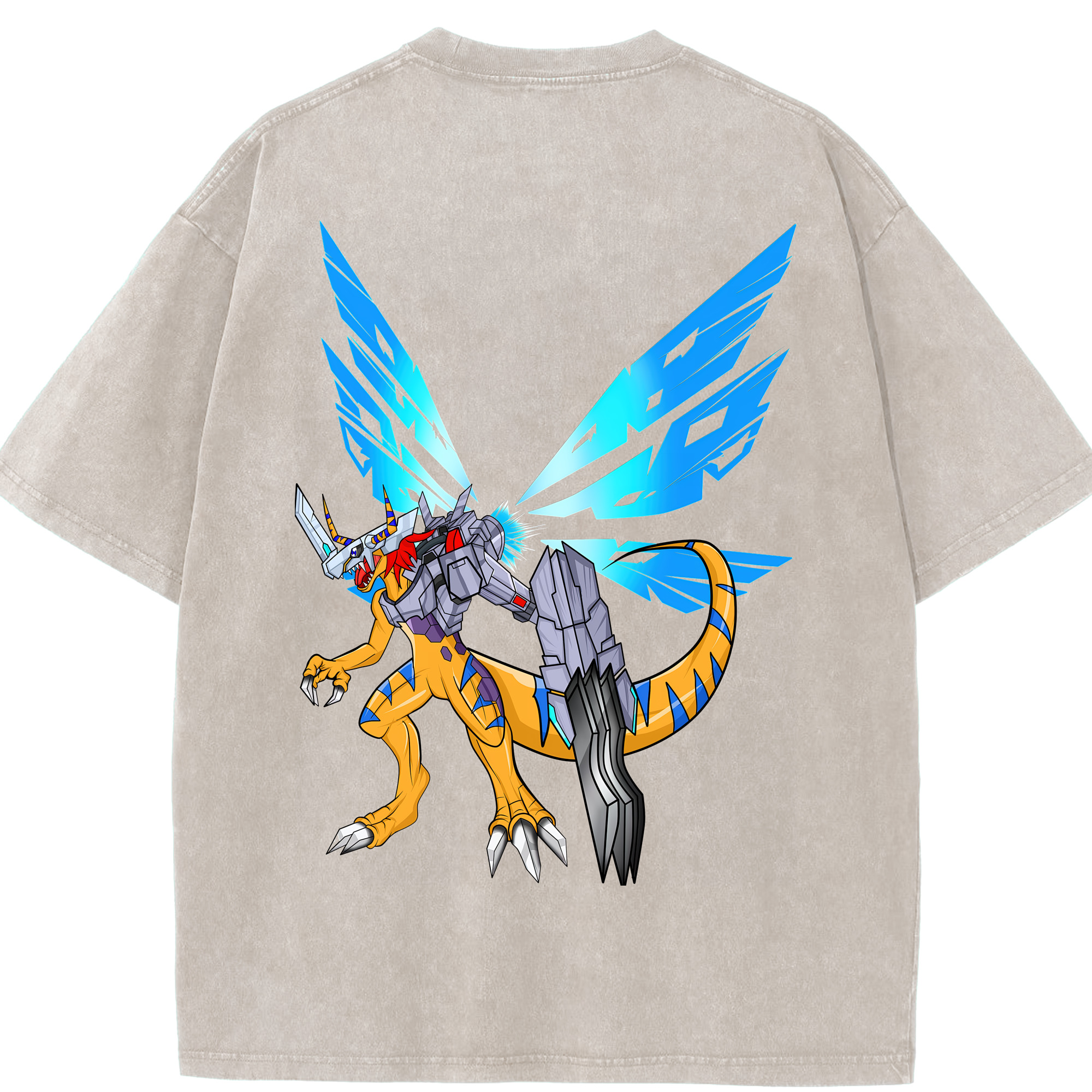 （画像用） Digimon デジタルモンスター/デジモン 綿100% ヴィンテージ風 半袖Tシャツ（背面プリント）