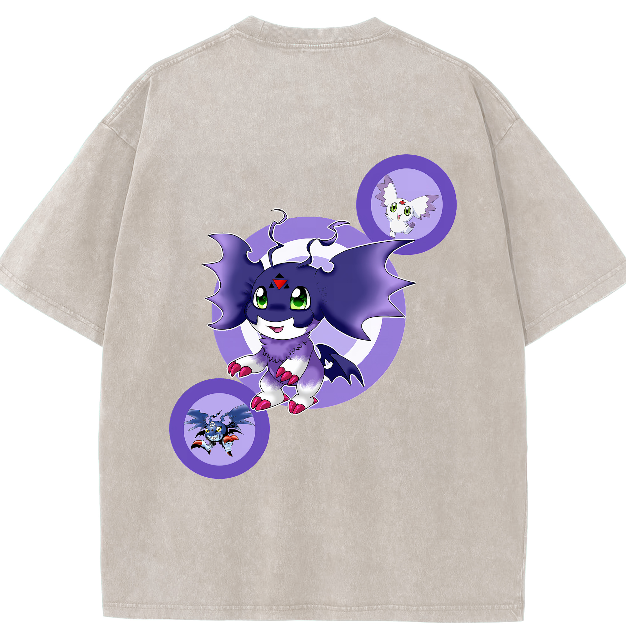 （画像用） Digimon デジタルモンスター/デジモン 綿100% ヴィンテージ風 半袖Tシャツ（背面プリント）