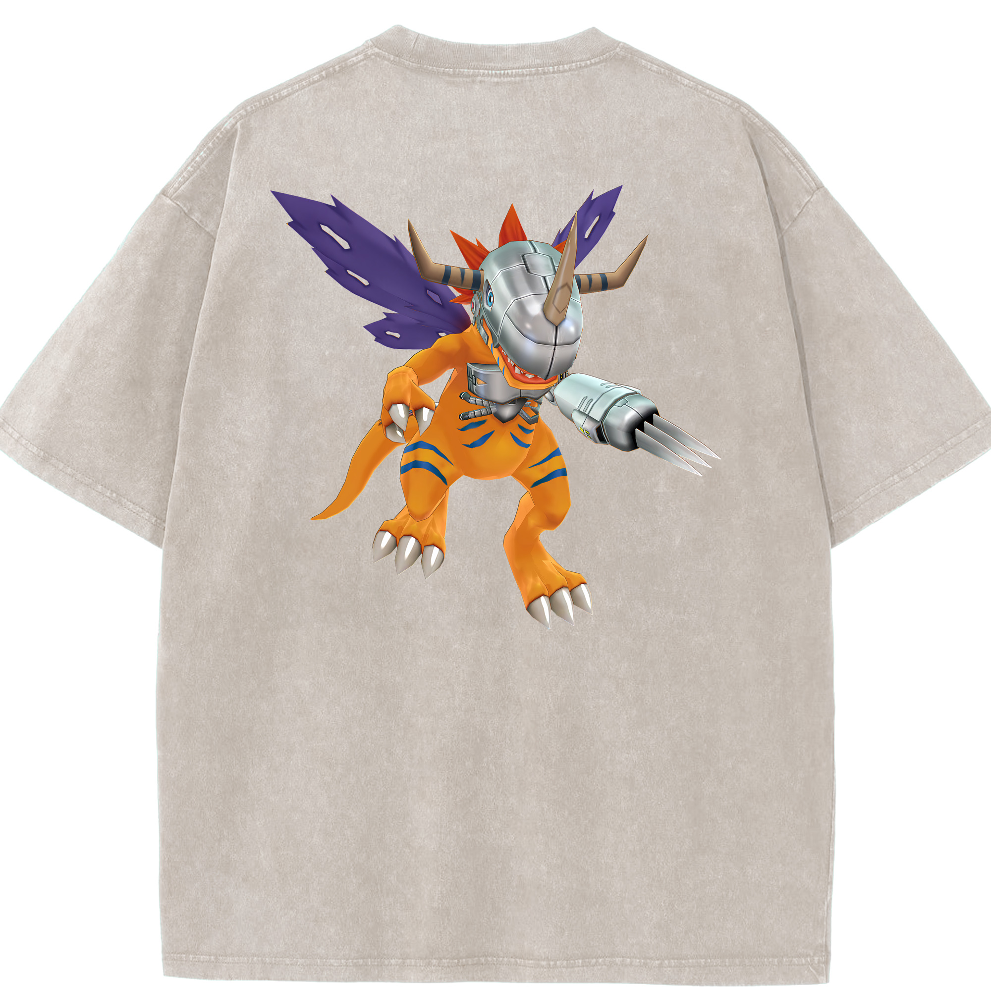 （画像用） Digimon デジタルモンスター/デジモン 綿100% ヴィンテージ風 半袖Tシャツ（背面プリント）