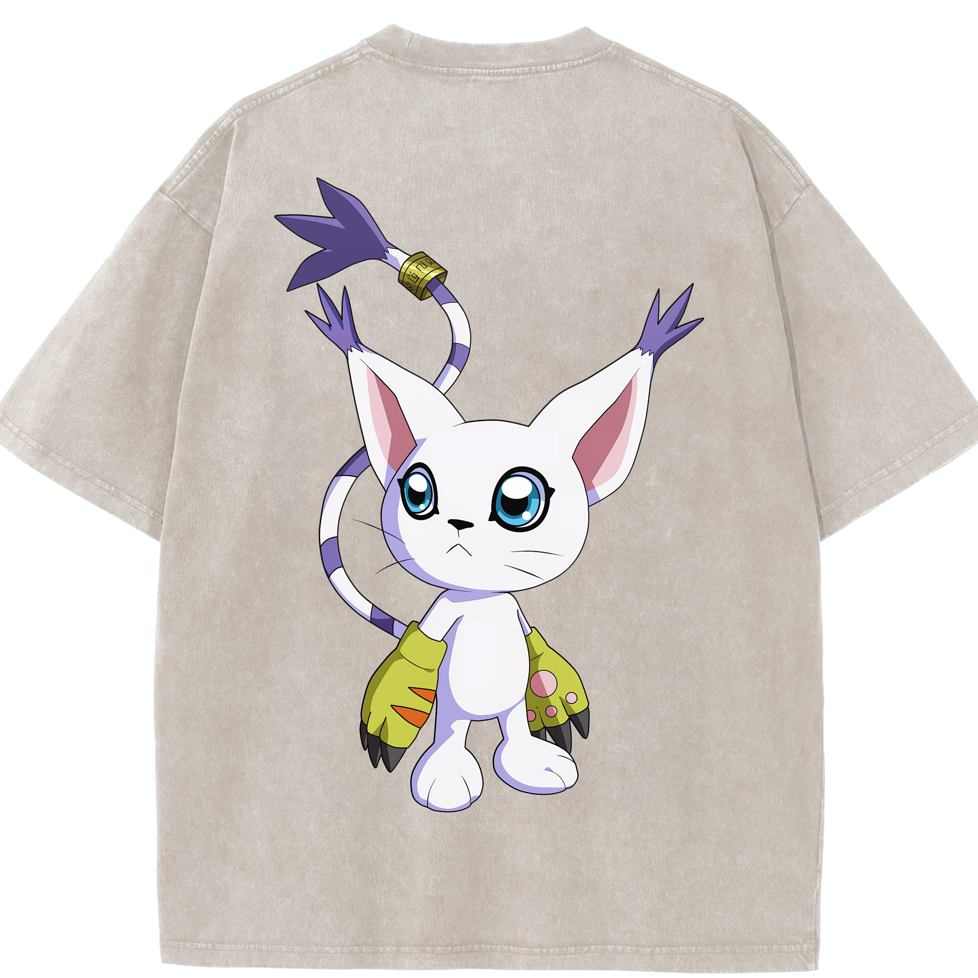 （画像用） Digimon デジタルモンスター/デジモン 綿100% ヴィンテージ風 半袖Tシャツ（背面プリント）
