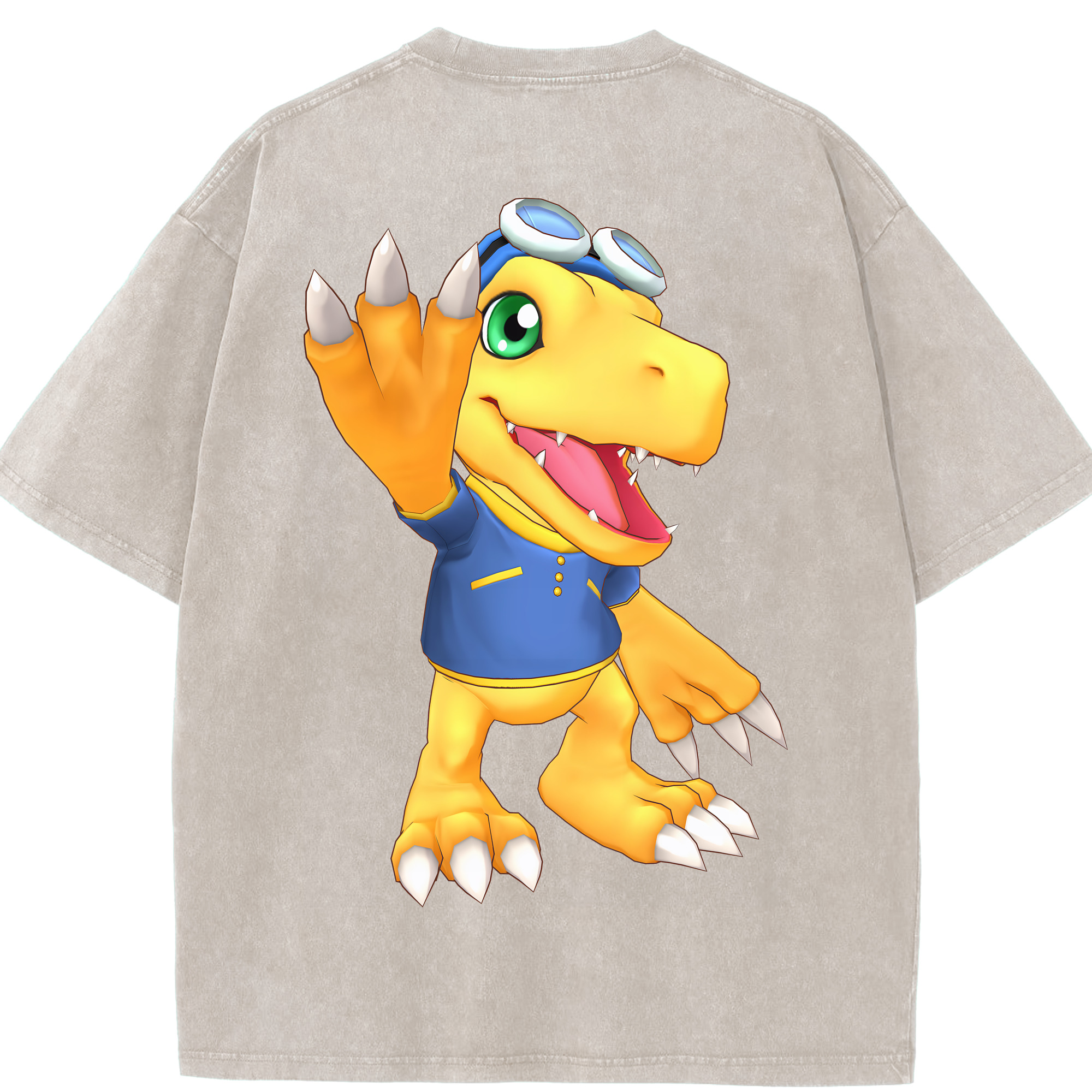 （画像用） Digimon デジタルモンスター/デジモン 綿100% ヴィンテージ風 半袖Tシャツ（背面プリント）