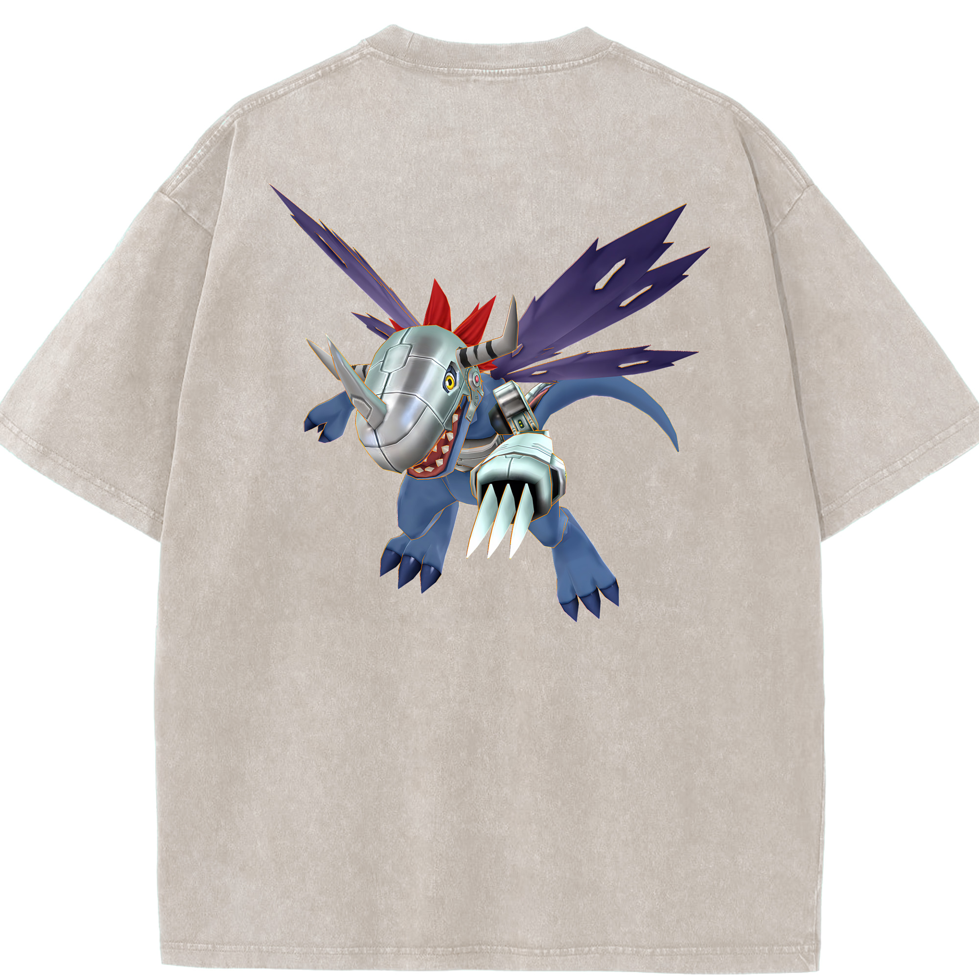 （画像用） Digimon デジタルモンスター/デジモン 綿100% ヴィンテージ風 半袖Tシャツ（背面プリント）