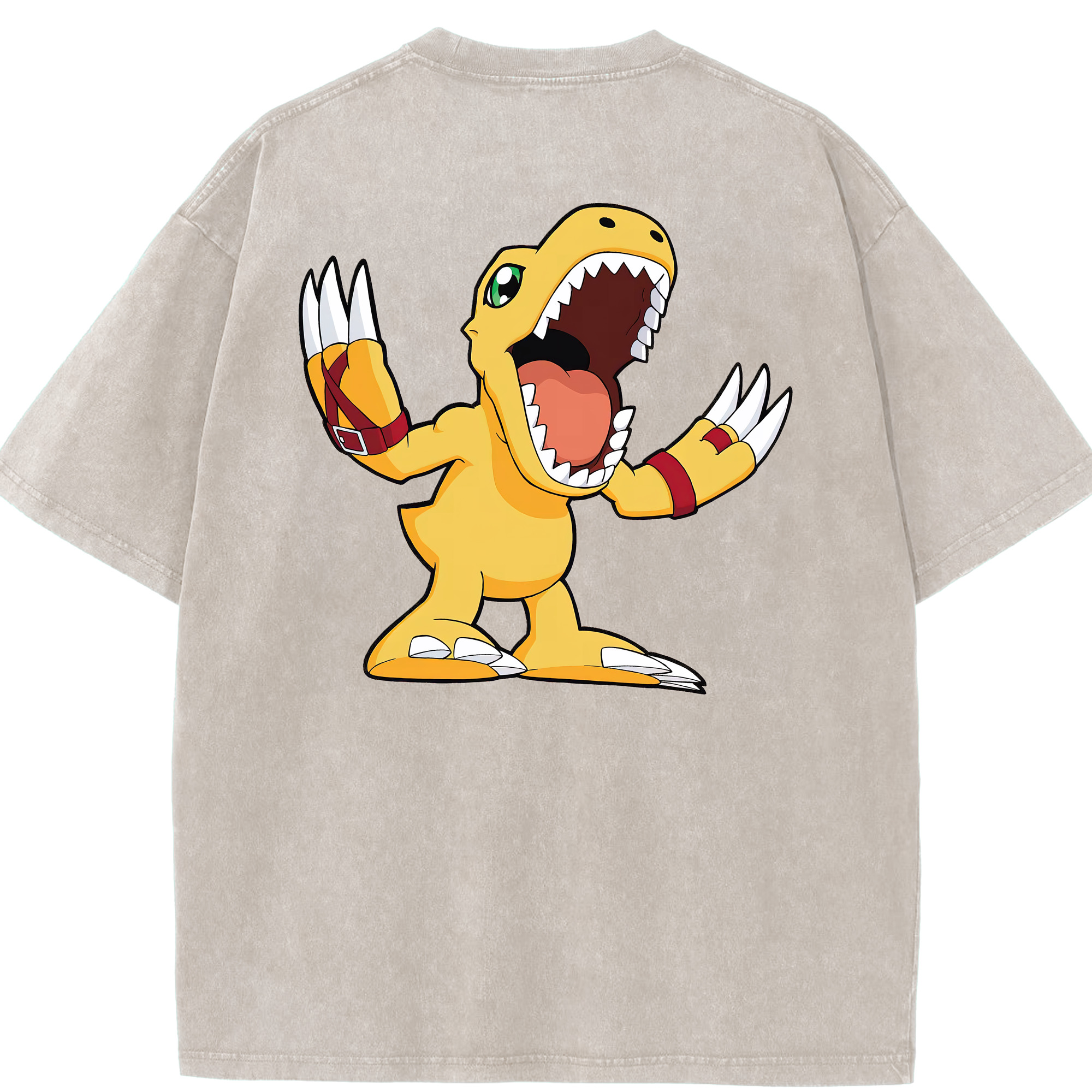 （画像用） Digimon デジタルモンスター/デジモン 綿100% ヴィンテージ風 半袖Tシャツ（背面プリント）