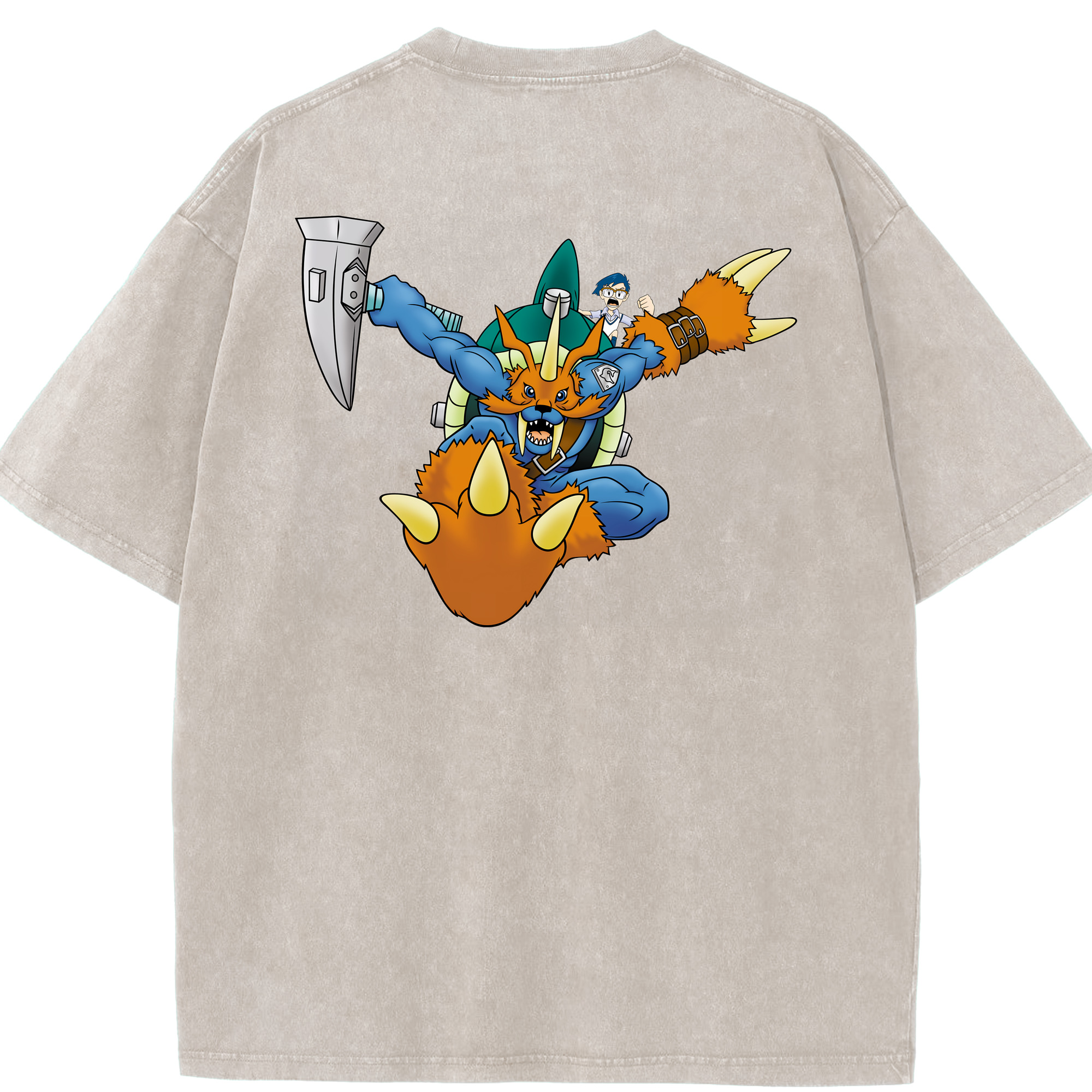 （画像用） Digimon デジタルモンスター/デジモン 綿100% ヴィンテージ風 半袖Tシャツ（背面プリント）