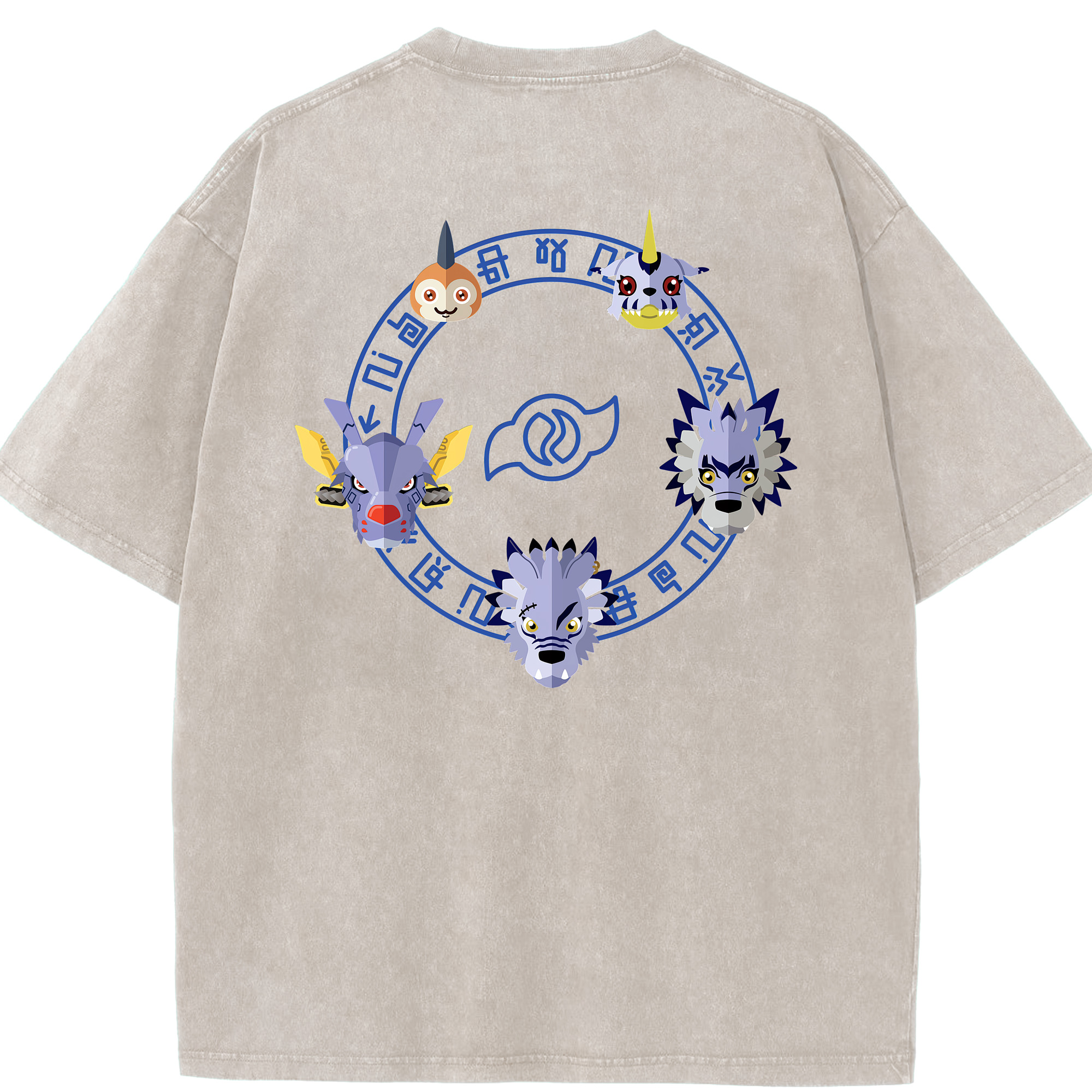 （画像用） Digimon デジタルモンスター/デジモン 綿100% ヴィンテージ風 半袖Tシャツ（背面プリント）