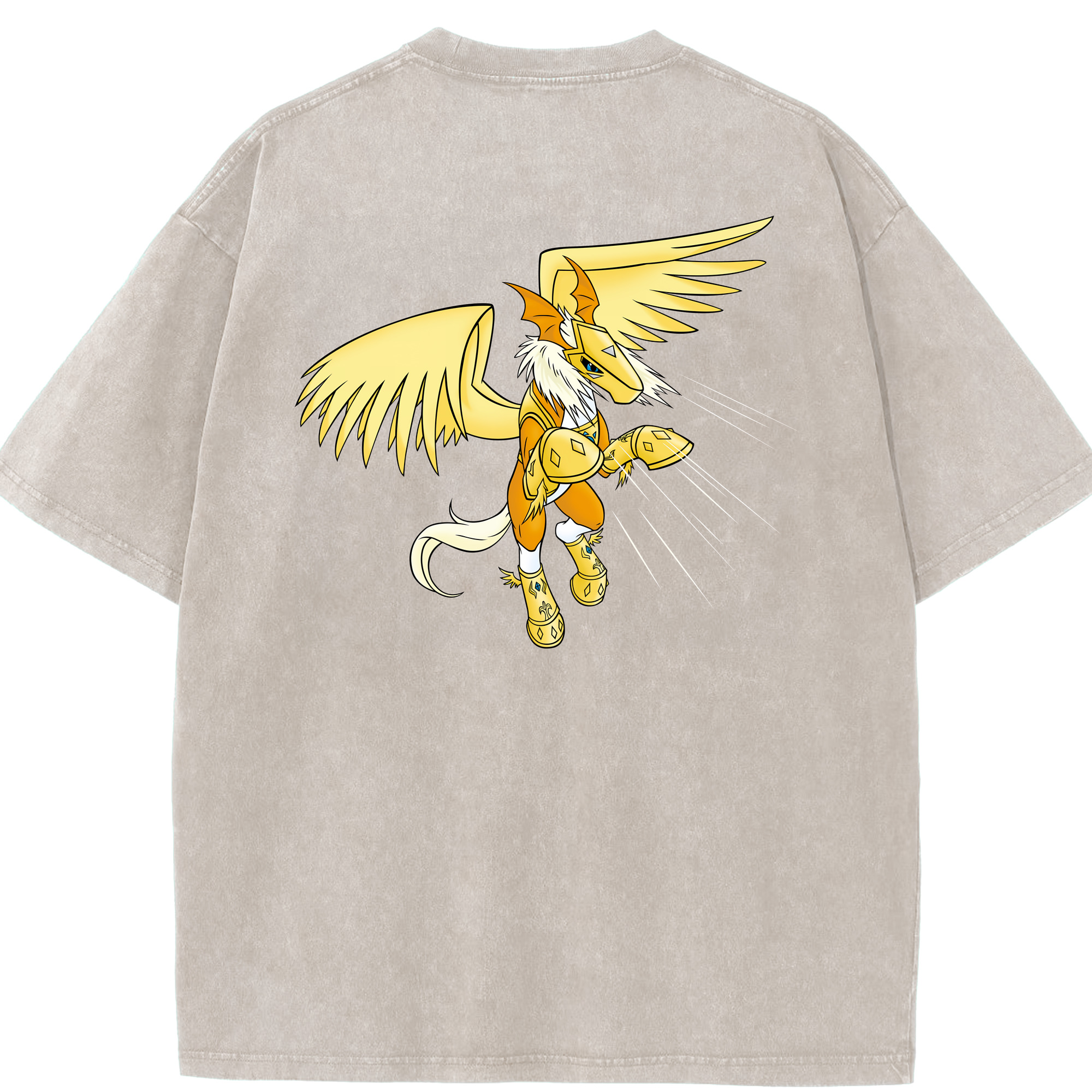 （画像用） Digimon デジタルモンスター/デジモン 綿100% ヴィンテージ風 半袖Tシャツ（背面プリント）