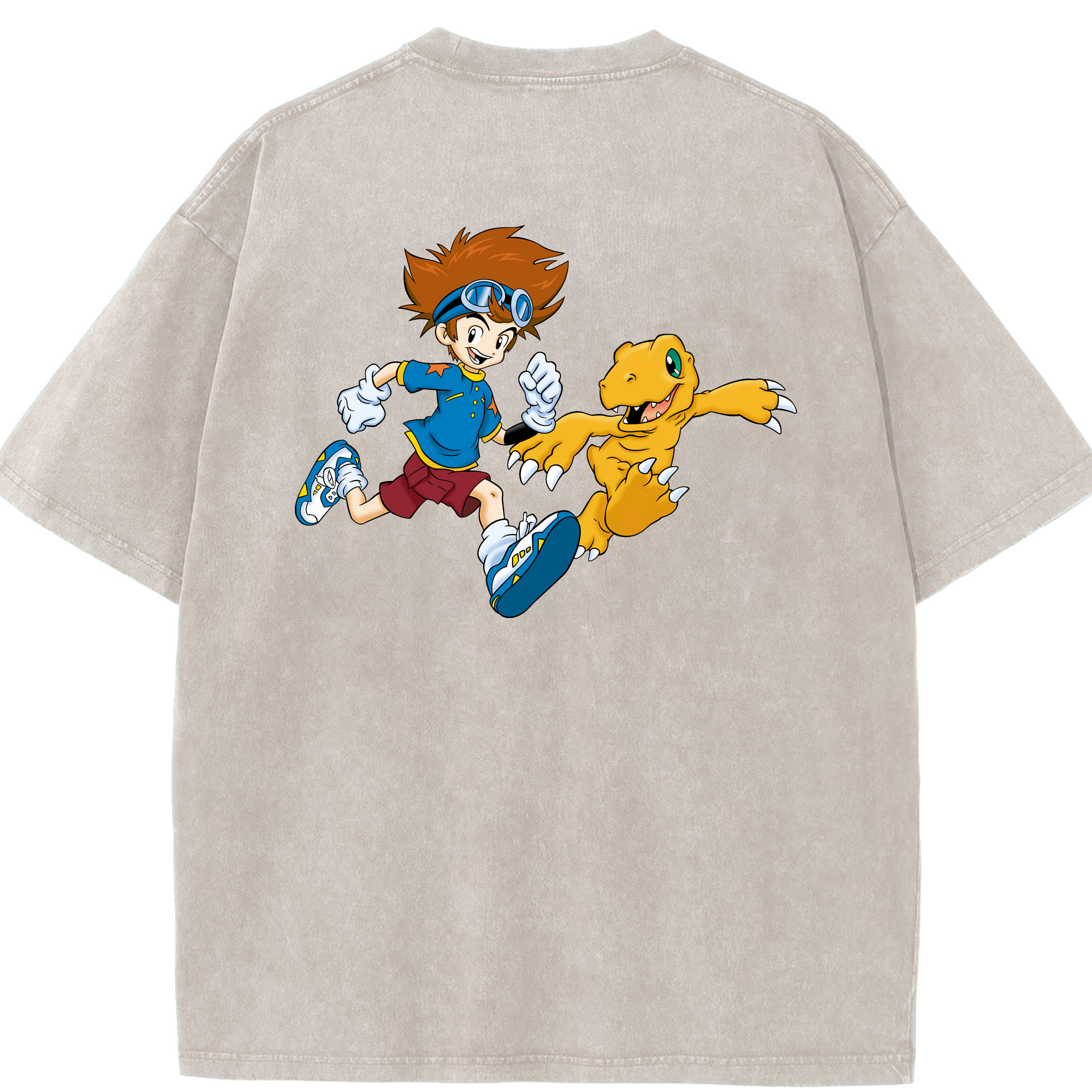 （画像用） Digimon デジタルモンスター/デジモン 綿100% ヴィンテージ風 半袖Tシャツ（背面プリント）