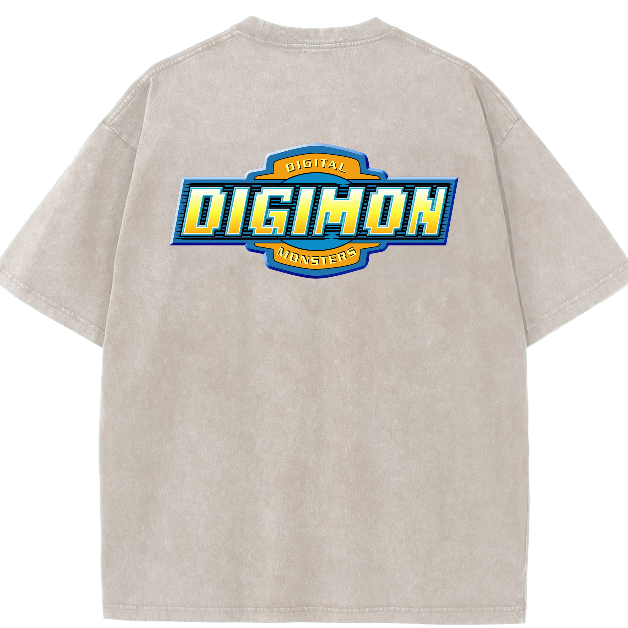（画像用） Digimon デジタルモンスター/デジモン 綿100% ヴィンテージ風 半袖Tシャツ（背面プリント）