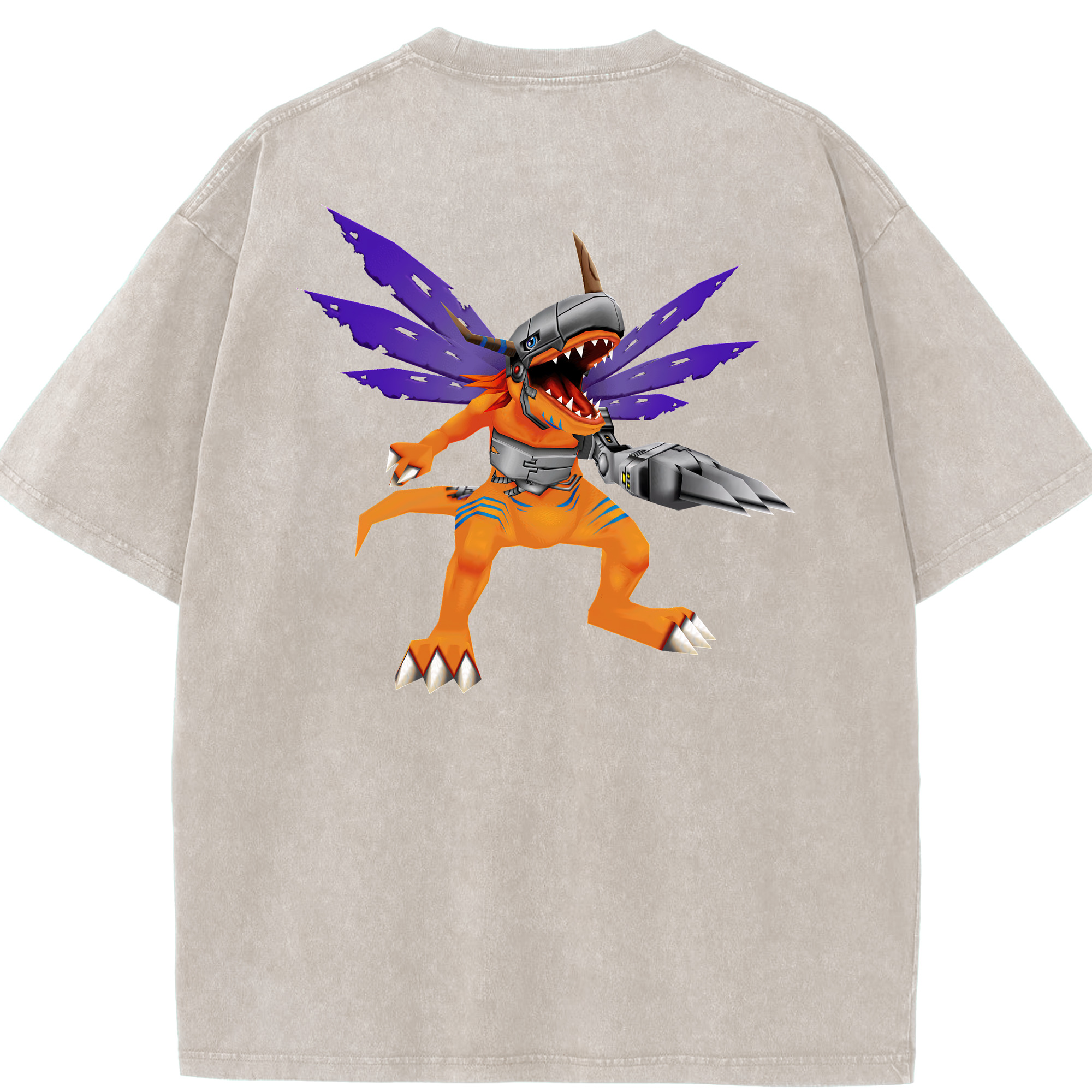 （画像用） Digimon デジタルモンスター/デジモン 綿100% ヴィンテージ風 半袖Tシャツ（背面プリント）