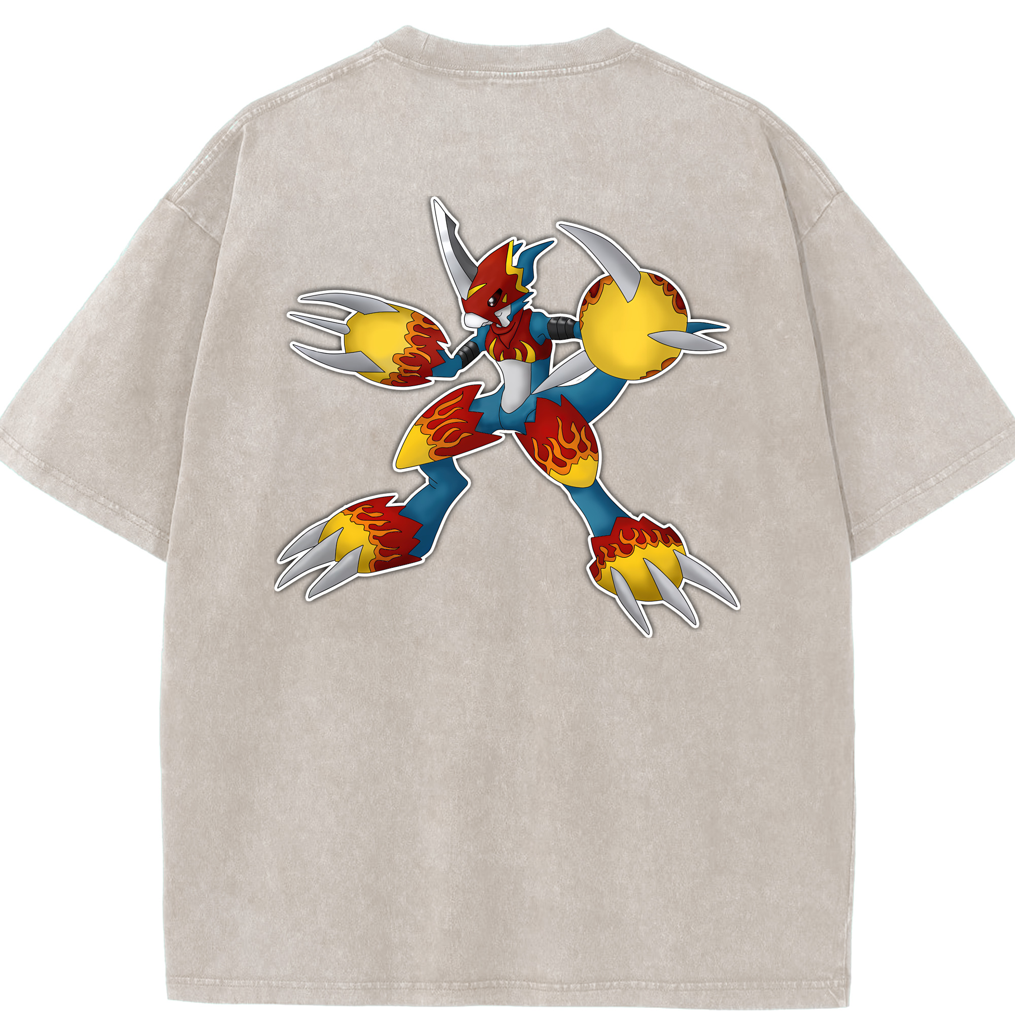 （画像用） Digimon デジタルモンスター/デジモン 綿100% ヴィンテージ風 半袖Tシャツ（背面プリント）