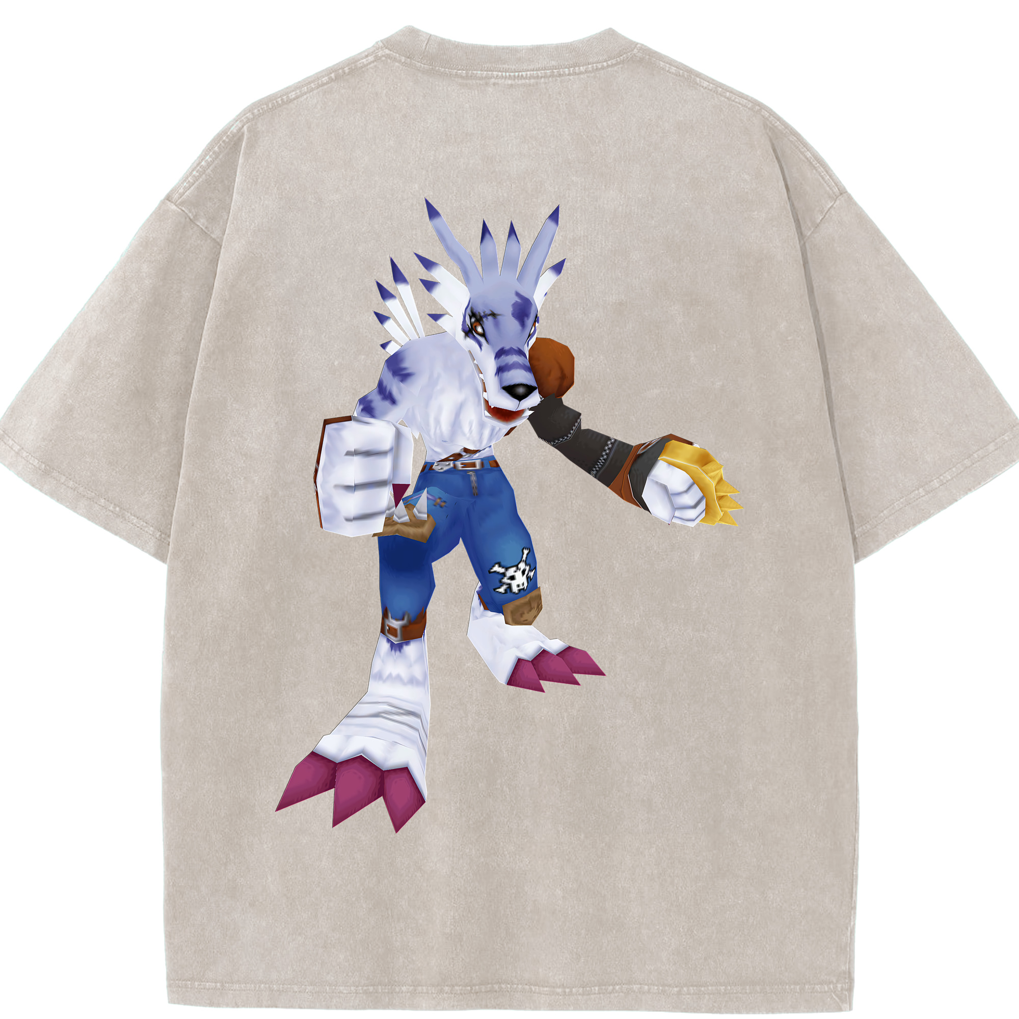 （画像用） Digimon デジタルモンスター/デジモン 綿100% ヴィンテージ風 半袖Tシャツ（背面プリント）