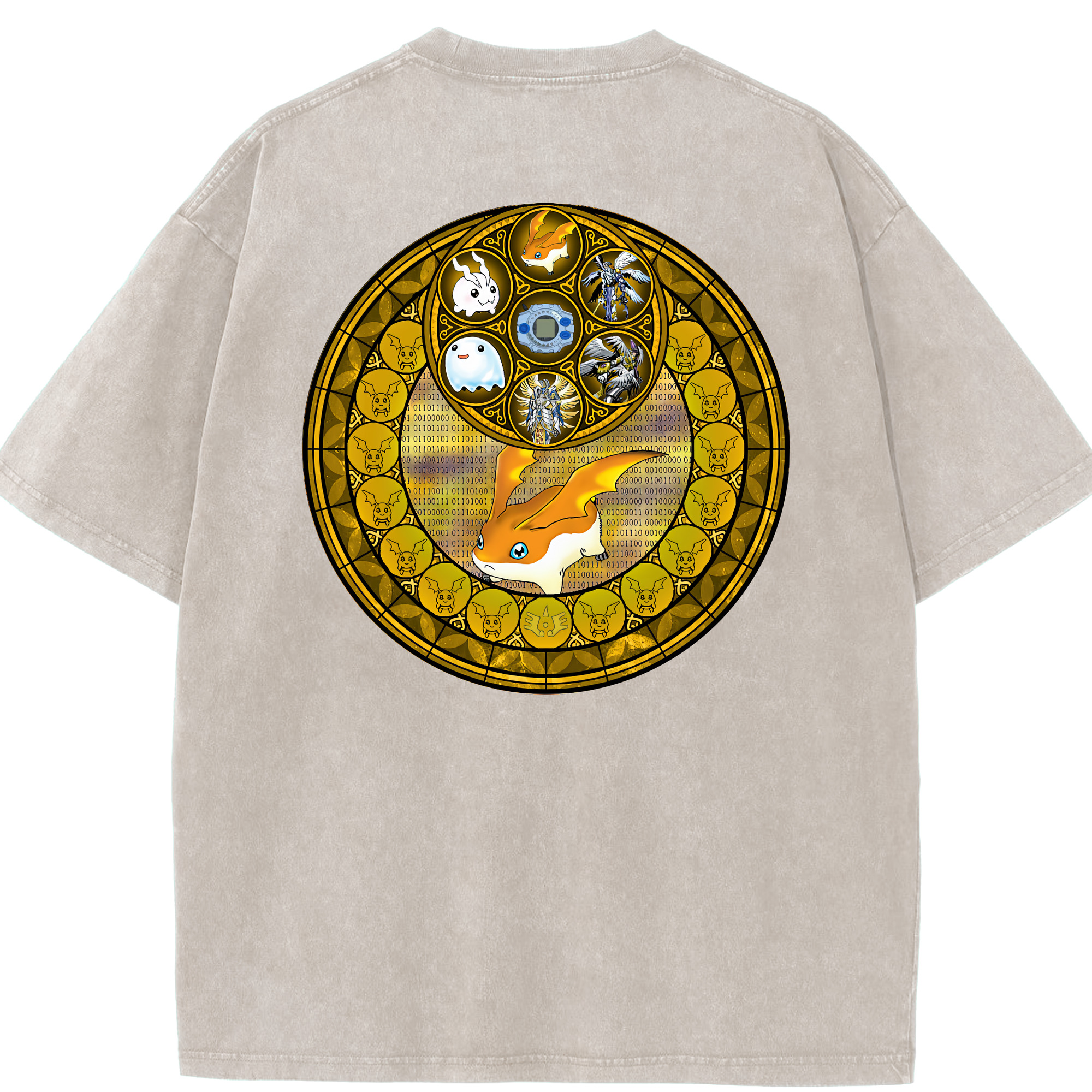 （画像用） Digimon デジタルモンスター/デジモン 綿100% ヴィンテージ風 半袖Tシャツ（背面プリント）