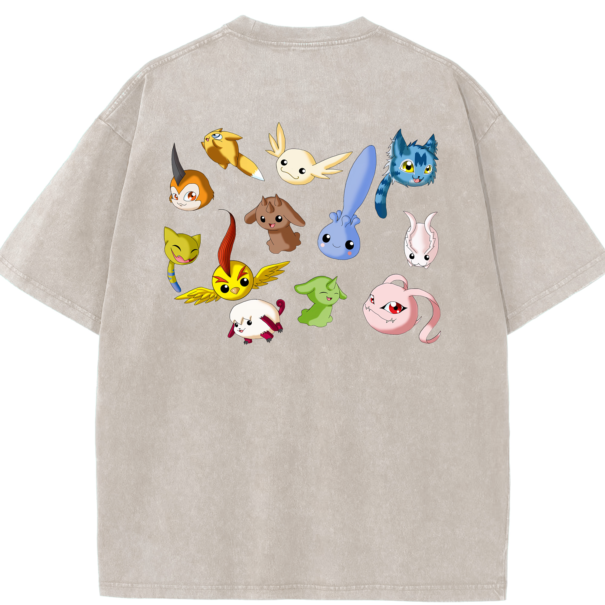 （画像用） Digimon デジタルモンスター/デジモン 綿100% ヴィンテージ風 半袖Tシャツ（背面プリント）