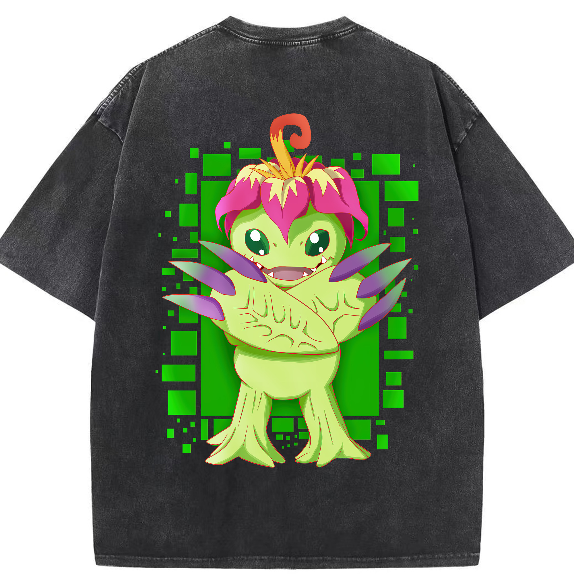 （画像用） Digimon デジタルモンスター/デジモン 綿100% ヴィンテージ風 半袖Tシャツ（背面プリント）