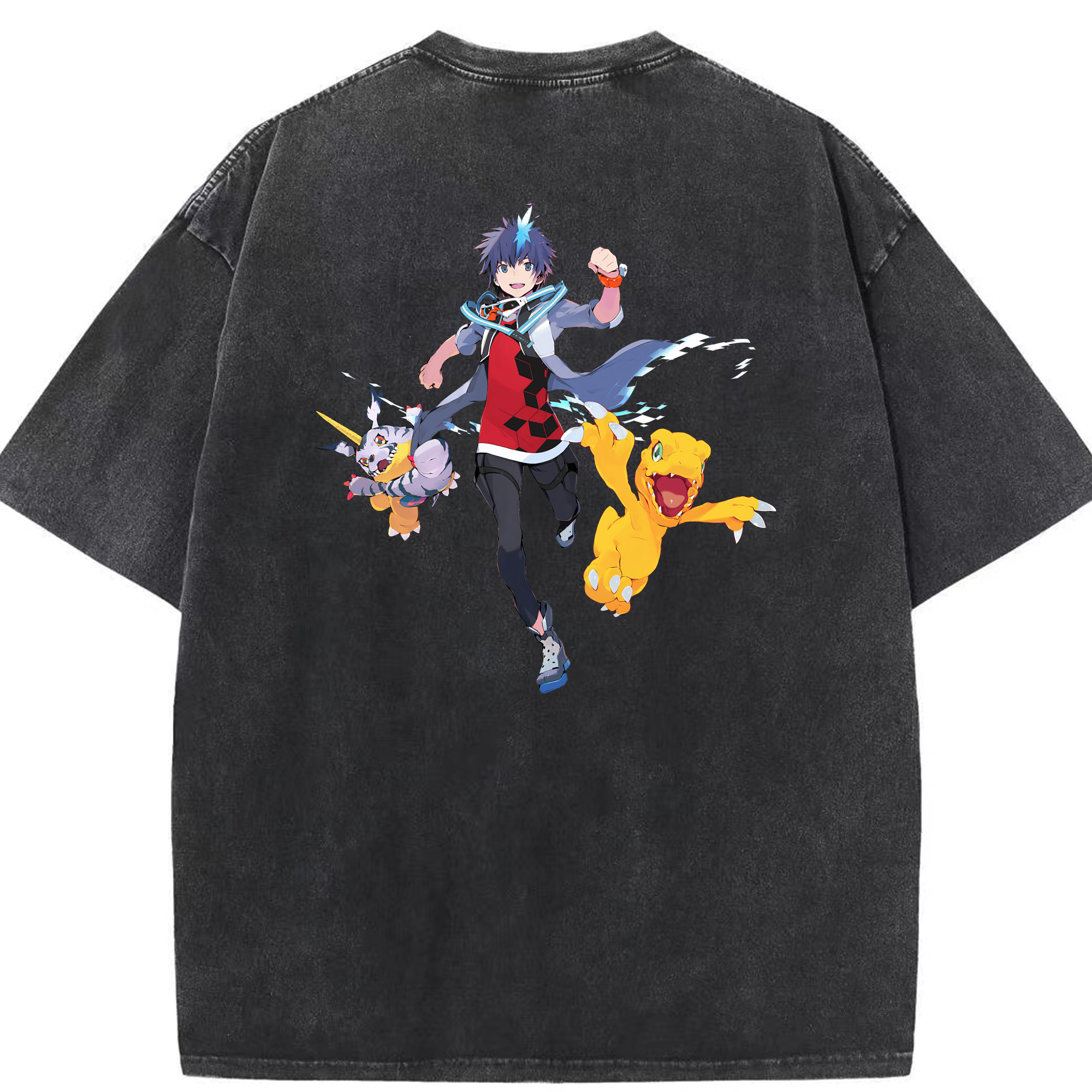 （画像用） Digimon デジタルモンスター/デジモン 綿100% ヴィンテージ風 半袖Tシャツ（背面プリント）