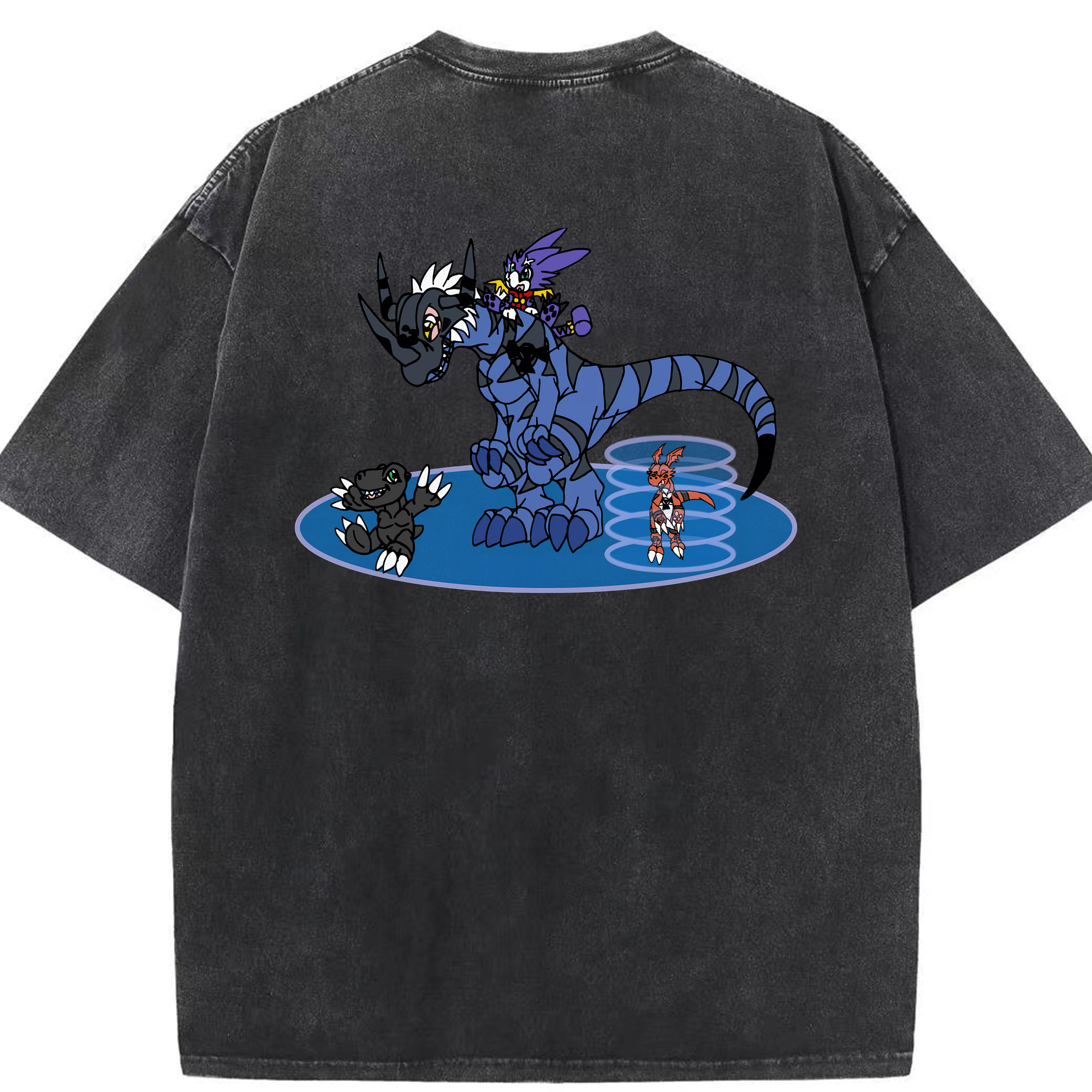 （画像用） Digimon デジタルモンスター/デジモン 綿100% ヴィンテージ風 半袖Tシャツ（背面プリント）
