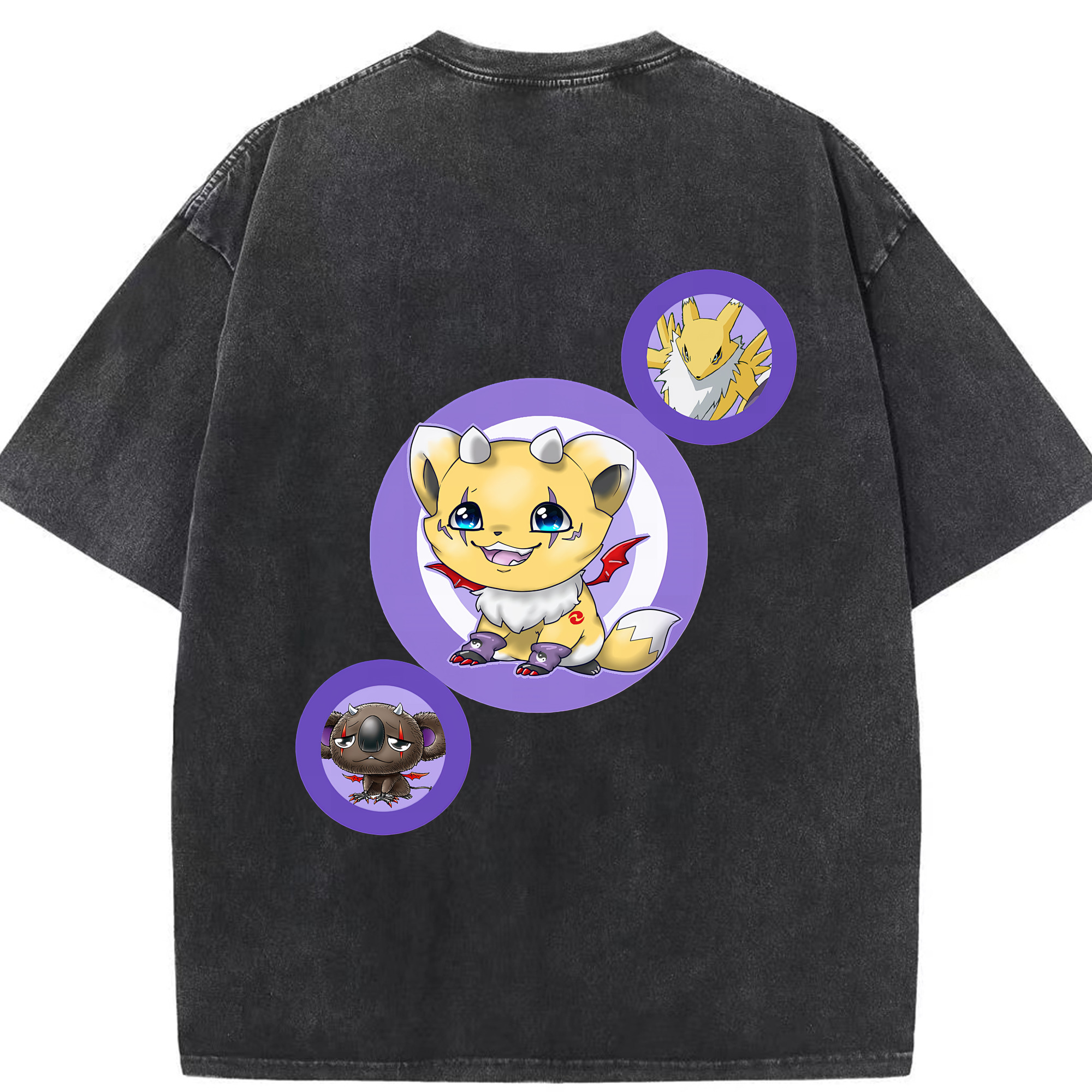 （画像用） Digimon デジタルモンスター/デジモン 綿100% ヴィンテージ風 半袖Tシャツ（背面プリント）