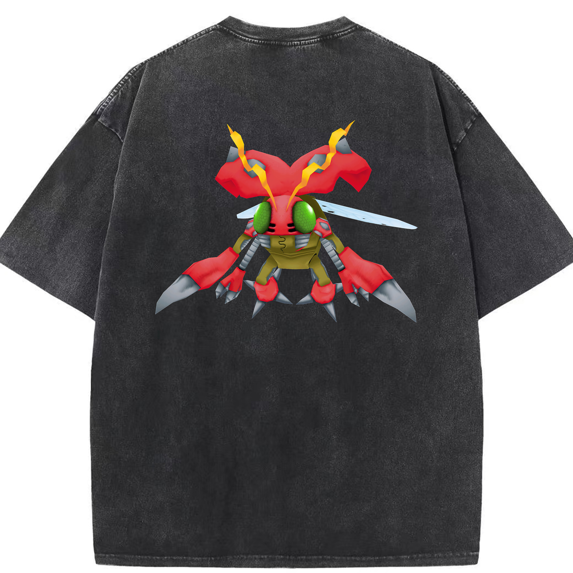 （画像用） Digimon デジタルモンスター/デジモン 綿100% ヴィンテージ風 半袖Tシャツ（背面プリント）