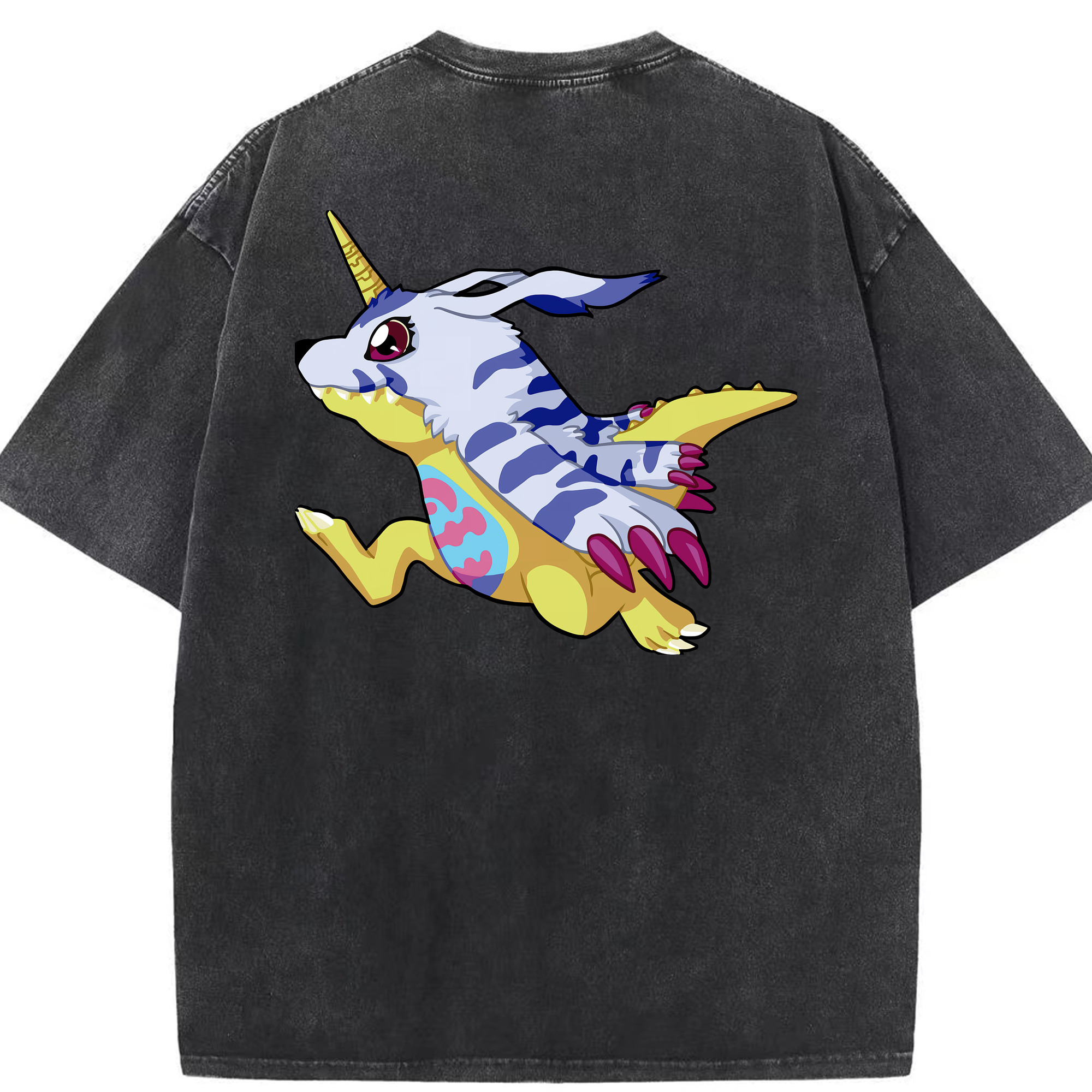 （画像用） Digimon デジタルモンスター/デジモン 綿100% ヴィンテージ風 半袖Tシャツ（背面プリント）