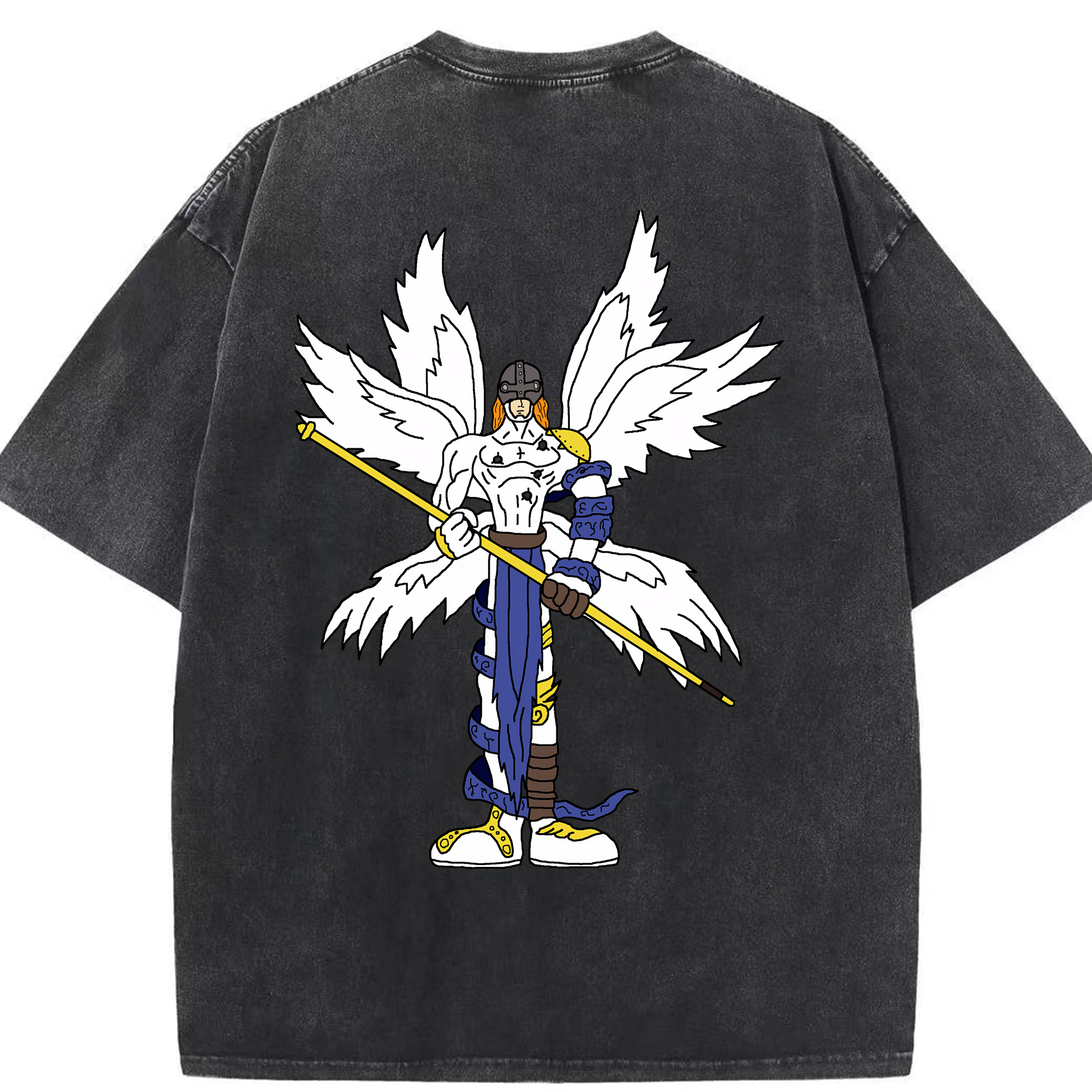 （画像用） Digimon デジタルモンスター/デジモン 綿100% ヴィンテージ風 半袖Tシャツ（背面プリント）