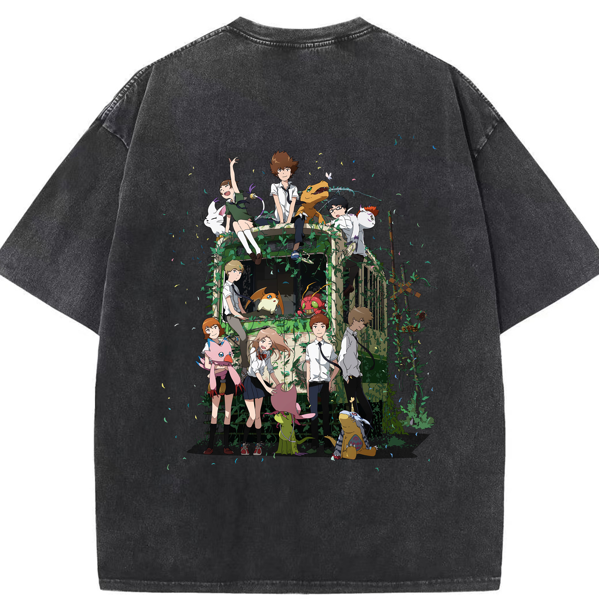 （画像用） Digimon デジタルモンスター/デジモン 綿100% ヴィンテージ風 半袖Tシャツ（背面プリント）